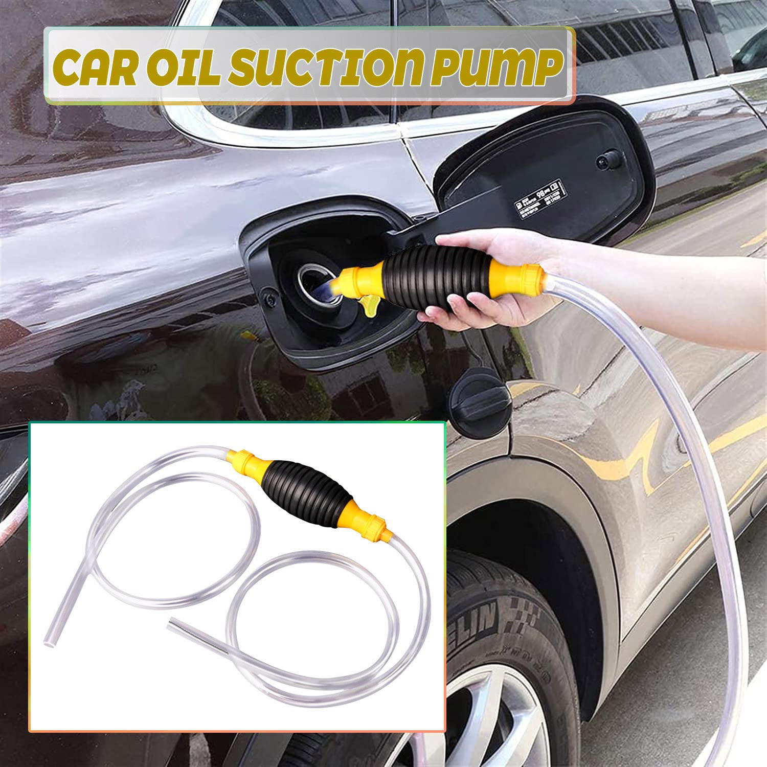 Onperpoe Handpumpe Für Flüssigkeiten - 2m Schlauch Inklusive, Ideal Für Benzin, Öl & Wasser