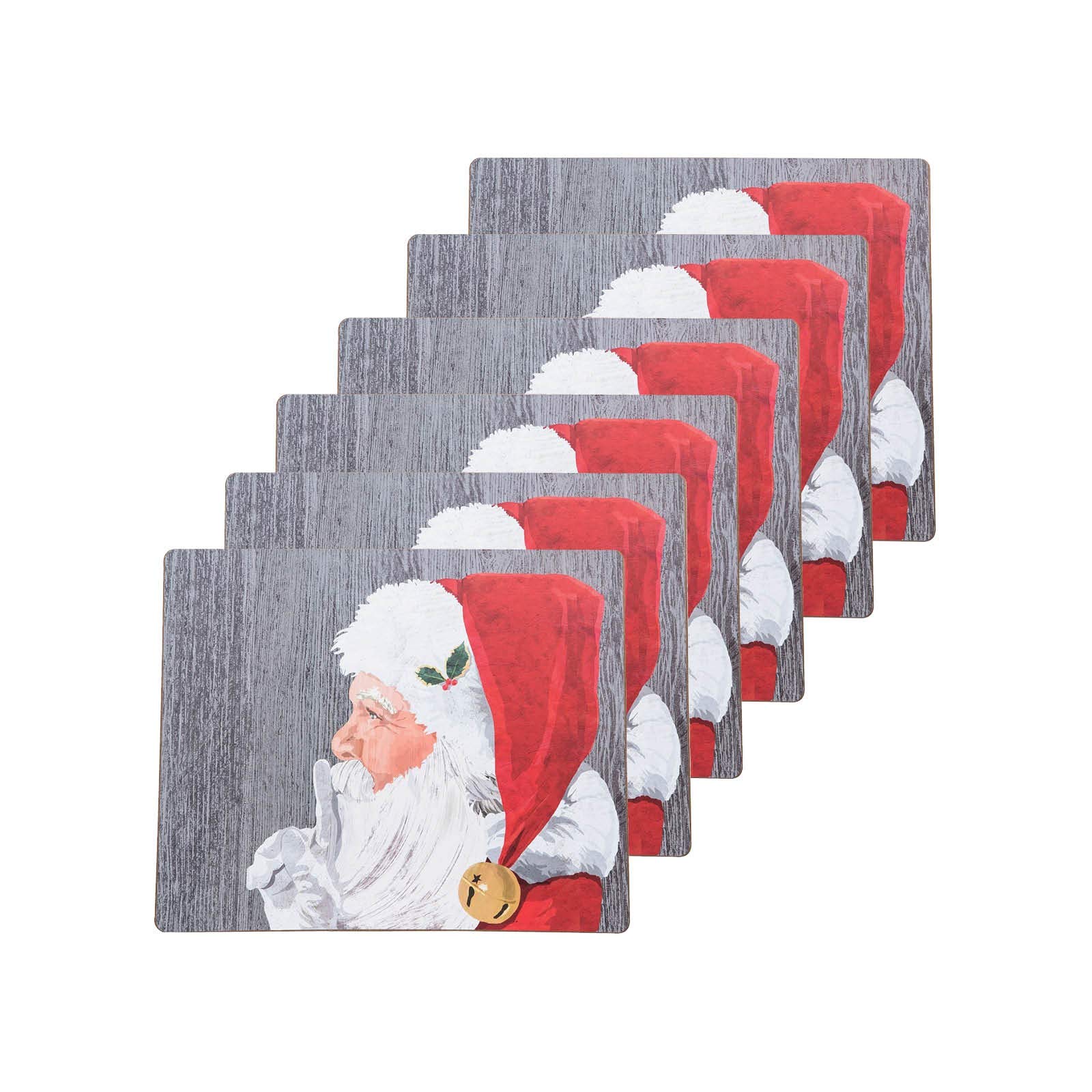 Coffret 6 sets de table Noël en coton rouge motif Père Noël idée cadeau maison