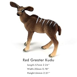 FUNSHOWCASE African Jungle Animals Red Lesser Kudu Female Toy Figure Realistic Plastic Figurine Height 2.5-inch