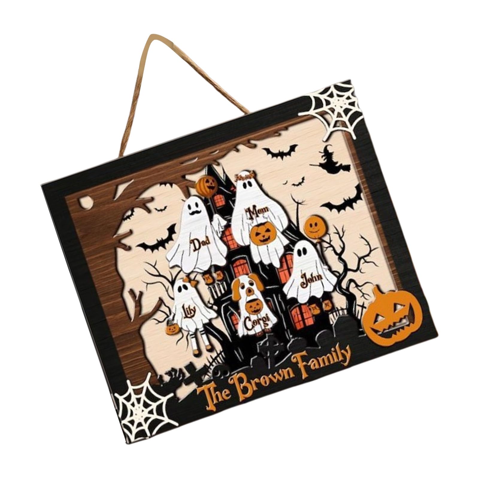 2-częściowy zestaw drewnianych figurek widma Halloween nawiedzony dom dekoracja stołu sezonowe artykuły imprezowe widmo rodzina ozdoba