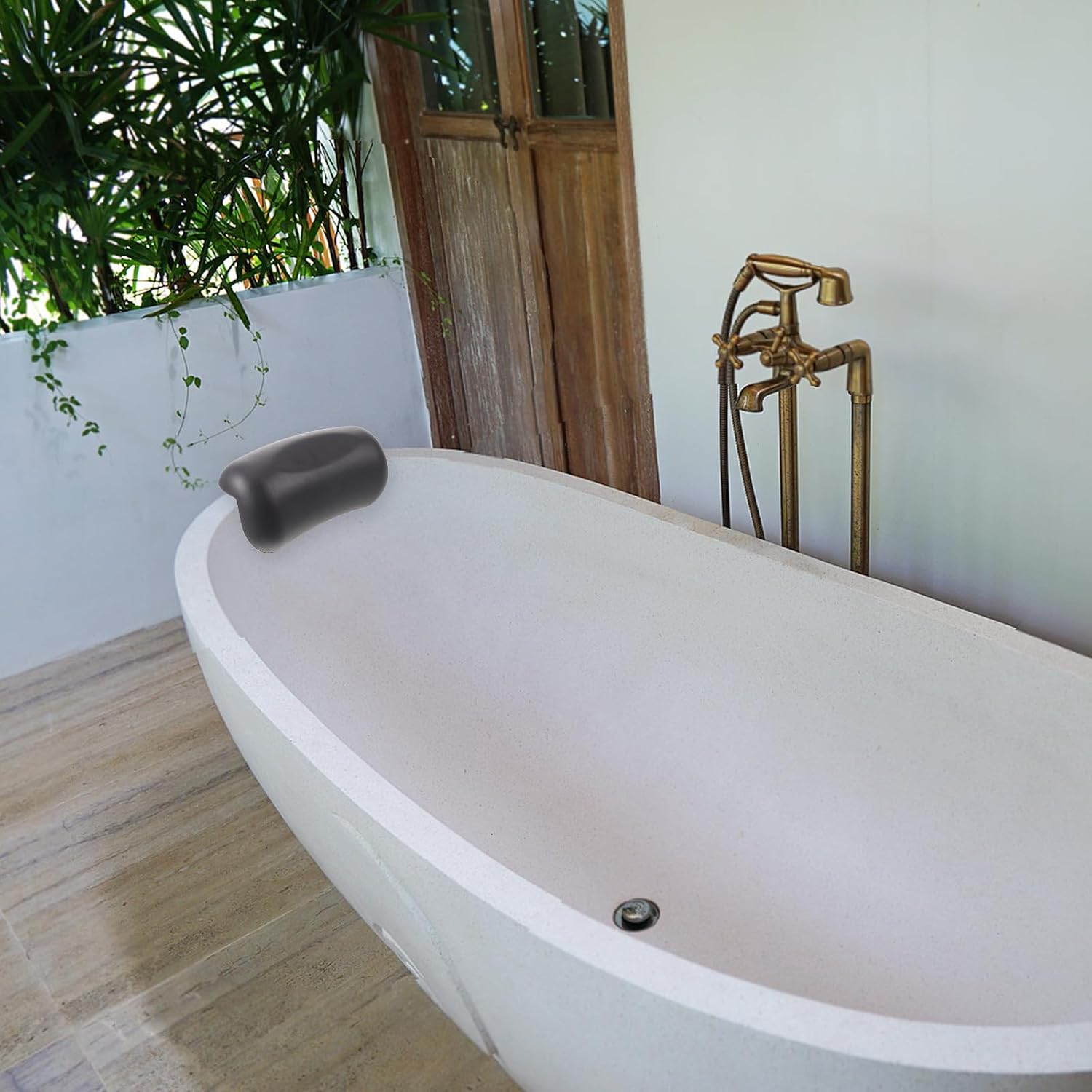 Bathtub Pillow with Suction Cups Pu Foam Headrest for Neck Support