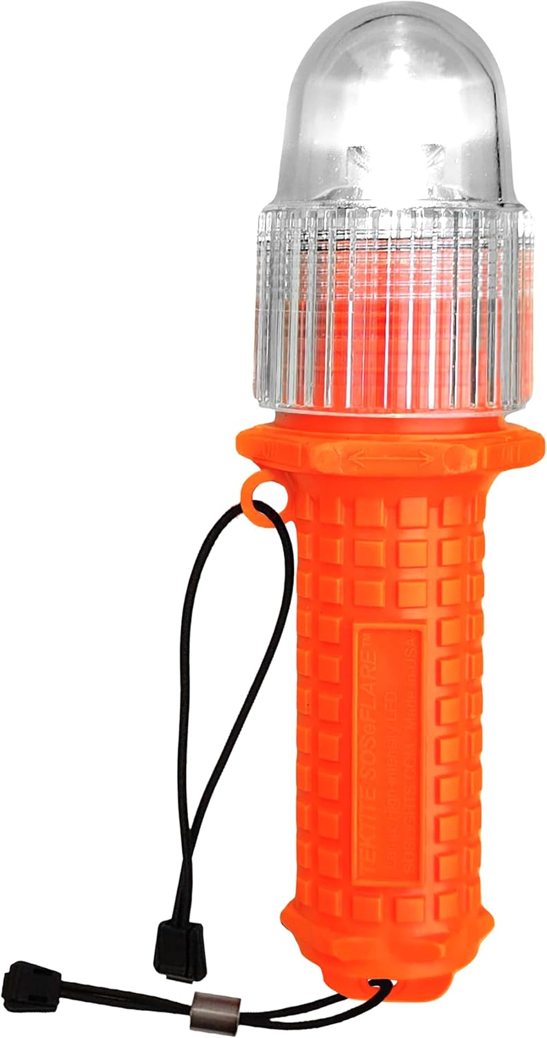 TEKTITE® SOSeFLARE 5 NO MORE FLARES! Electronic Boat Distress Flare - USCG & SOLAS Compliant Marine Safety Signal - Nighttime SOS Emergency Light - Waterproof Handheld LED Locator for Boats.