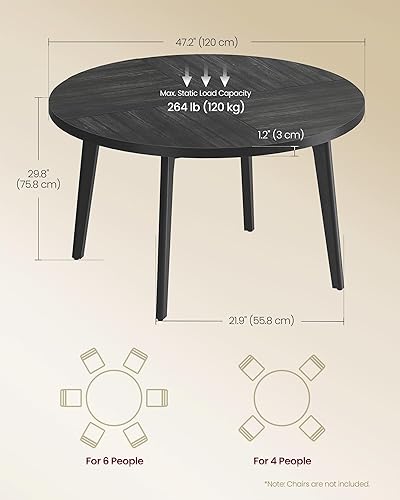 Miniatura 2 de VASAGLE Colección MAEZO - Mesa de comedor redonda para 4-6 personas, mesa de cocina circular de 47.2 pulgadas con patas cónicas, transiciones