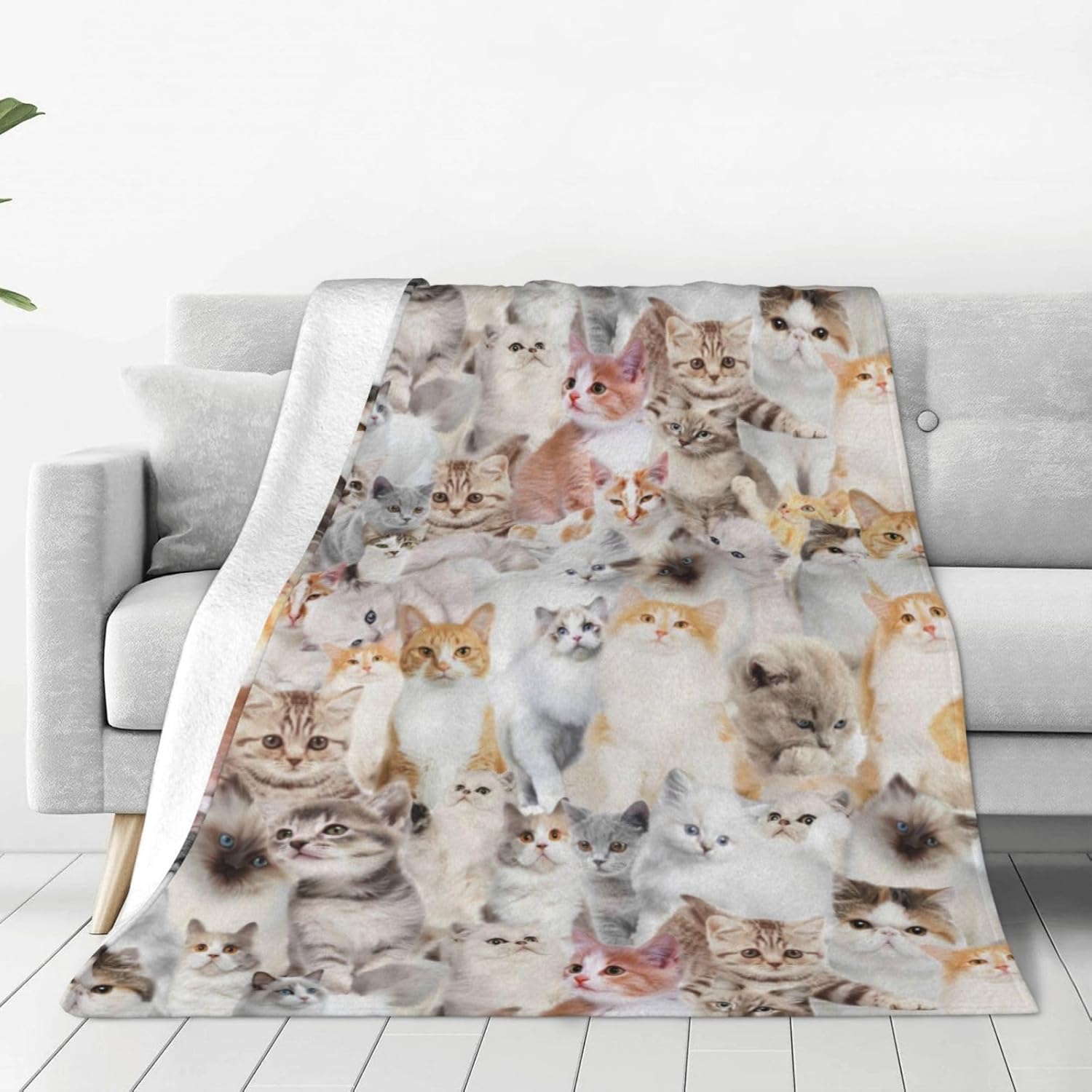 Cute Cat Throw Blanket Cozy Fluffy Plush Blanket Soft Flannel Throw Blanket for Kids Men Women Gift Sofa Bed Couch 50"x40" Christmas - Image 7
