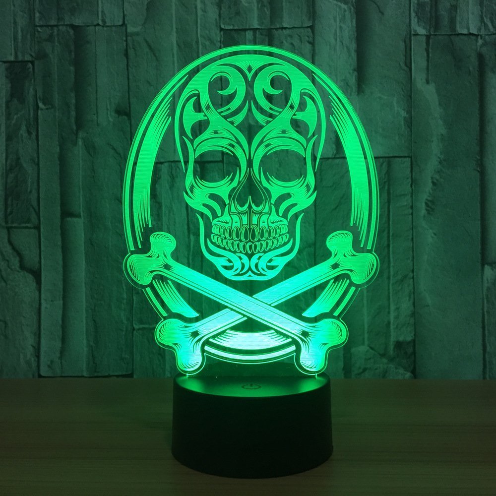 Illusion 3D Crâne LED Lampe Art Déco Lampe Lumières LED