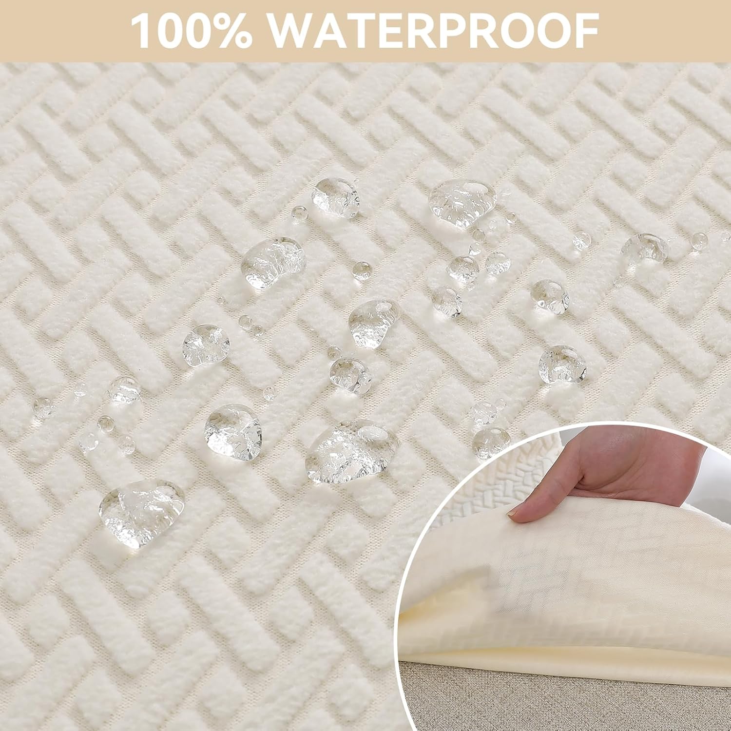 Muuyi Waterproof Dining Chair Covers Stretch Dining Room Chair Covers Set of 6, Removable Washable Chair Seat Slipcovers Protector, Seat Covers for Dining Chairs, Beige