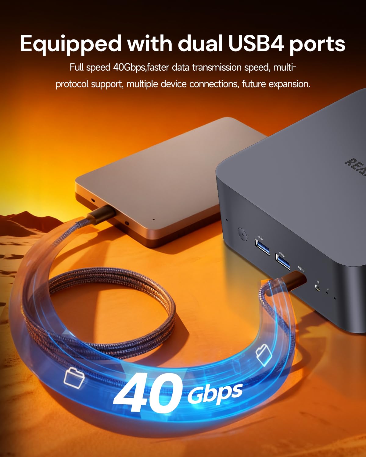 Reatan X7 Mini PC, AMD Ryzen 7 255 (Supera al 8745HS),48GB DDR5,2TB SSD M.2 2230 PCIe 4.0,(8C/16T, hasta 4,9 GHz), OCuLink, Pantalla cuádruple,Doble USB4,WiFi 7,BT5.4,Mini Ordenador