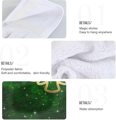 Miniatura 5 de Fondo verde con árbol de Navidad, toallas de cocina colgantes, 2 piezas, toallas de baño de mano, toallas de cocina, toalla de corbata, paños de té