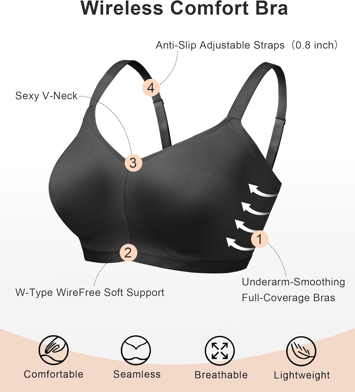 SHAPERX Women's Underarm Smoothing Seamless T-Shirt Bra Wireless Lightly Lined for All Day Comfort - Image 6
