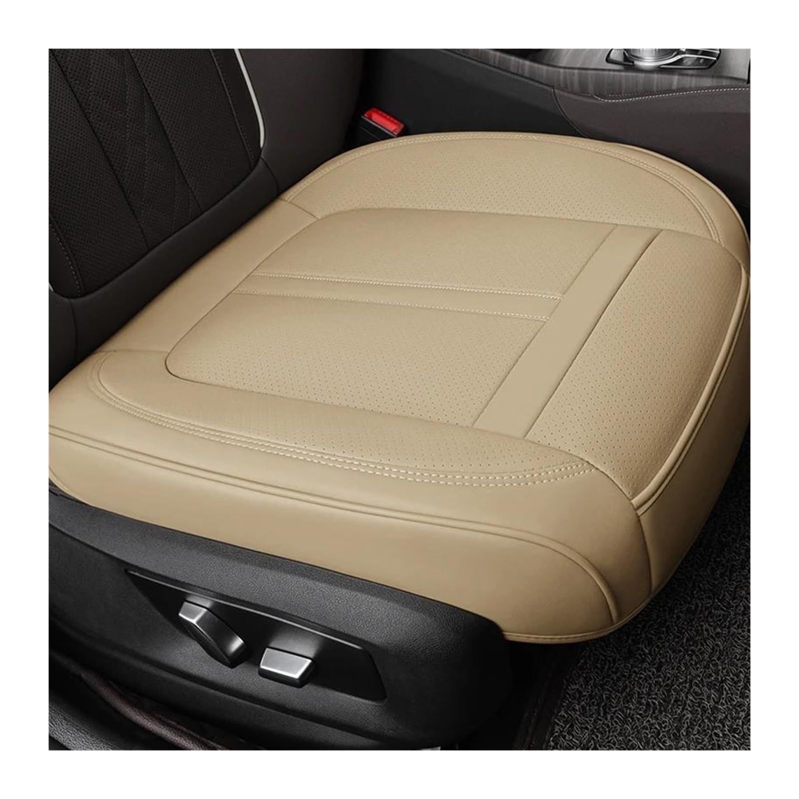 Seat Protector PU Leather Waterproof Car Seat Covers Full Set Breathable Hole Front Cushion Adjustable Back Protector Car Seat Cover Set(Rear Pad Brown)
