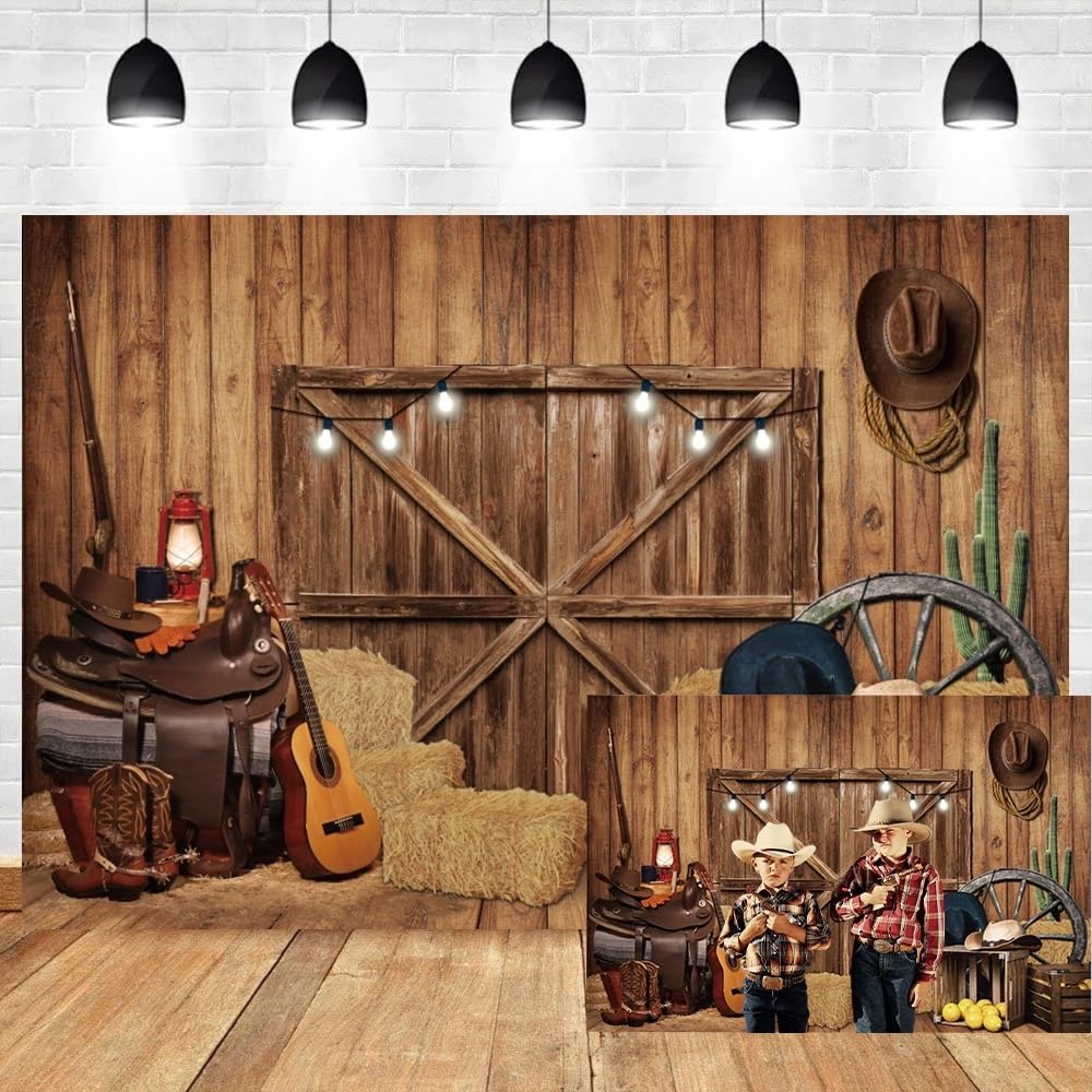 4,5x2,5m Vaquero del Oeste Telón de Fondo Rústico Granero del Oeste Telón de Fondo Granero de Madera Fiesta del Oeste Fondo Fotografico Decoración para Fiestas de cumpleaños