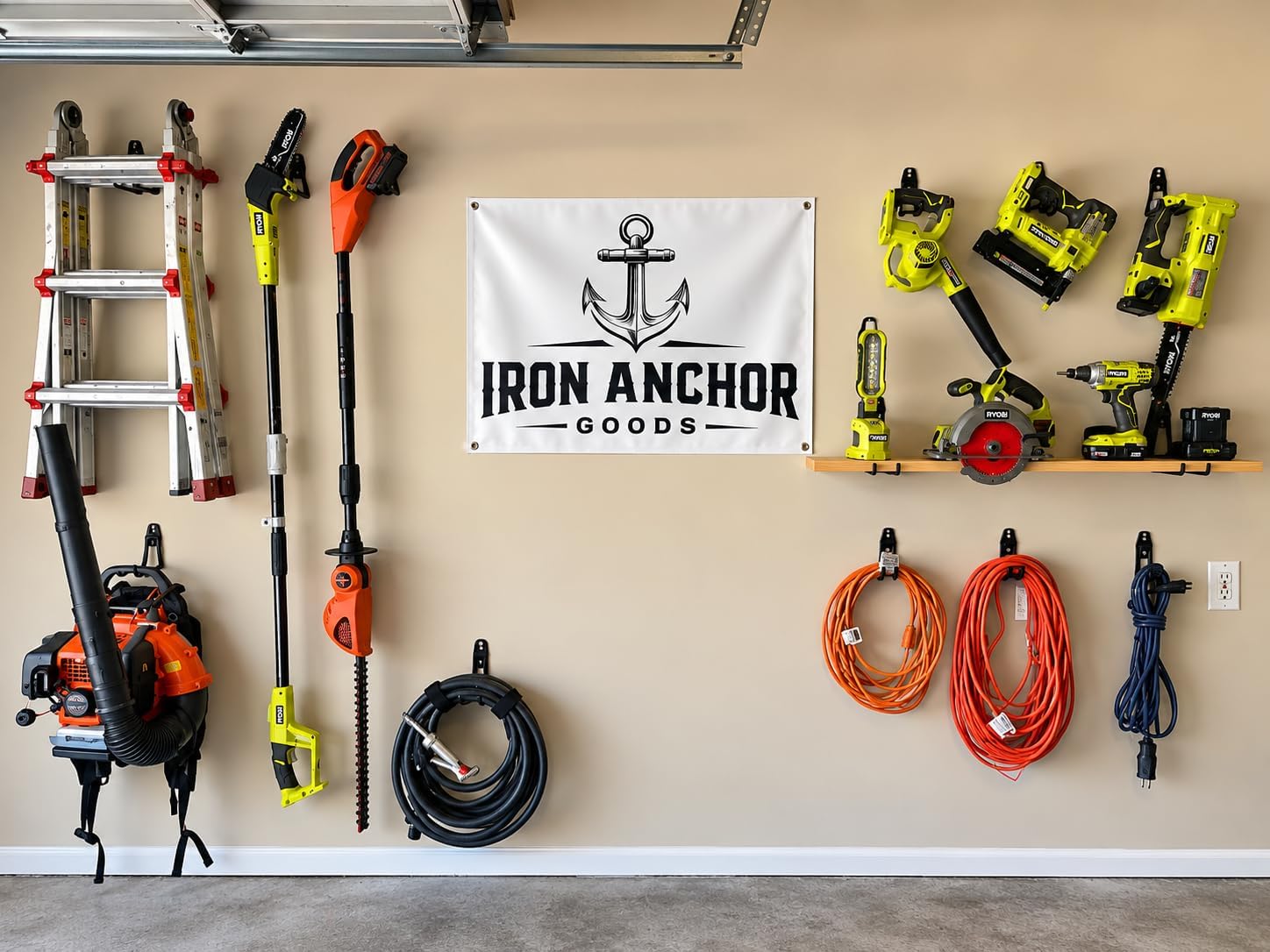 Iron Anchor Goods Heavy Duty Garage Storage Hooks-12 Pack Large and Medium Wall Mount Hooks for Ladders, Bikes, Tools & Garden Equipment