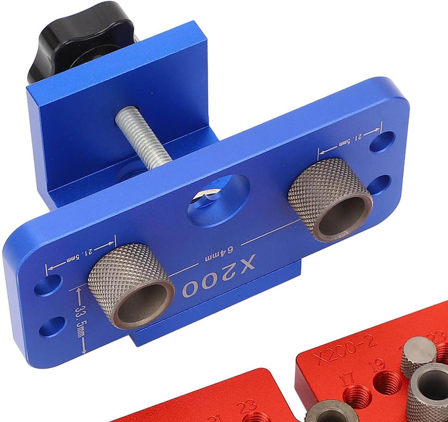 Professional 3 in 1 Hole Punch Locator Tool Kit Woodworking Dowel Jig Drill Guide with Aluminum Alloy Body Anodized Finish for Furniture Making and Carpentry Projects Compl