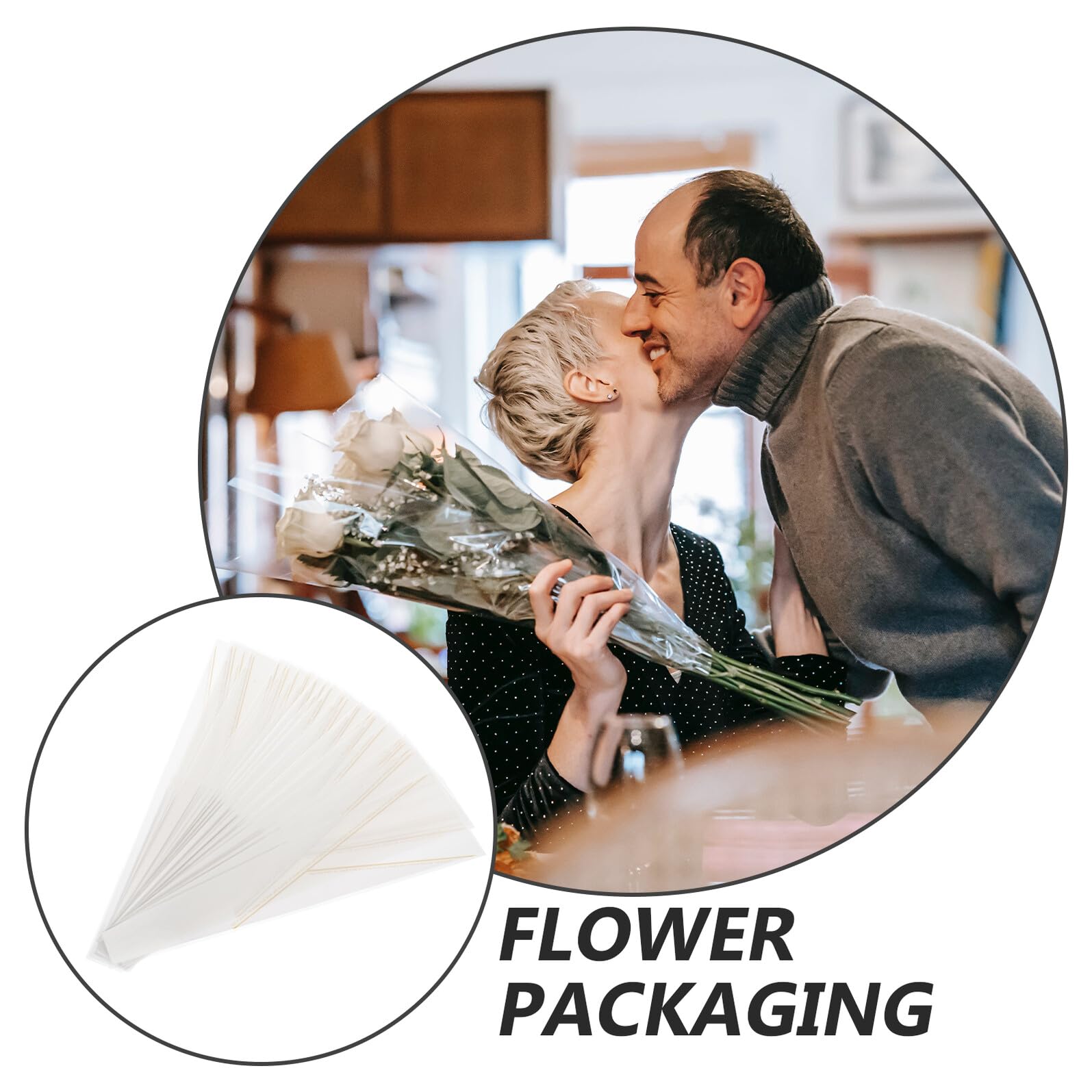 GARVALON 50 Uds Manga De Una Sola Rosa Bolsas De Embalaje De Flores Individuales para Ramos Y Regalos En Bodas San ValentíN Y Fiestas Material PráCtico para Envolver Flores