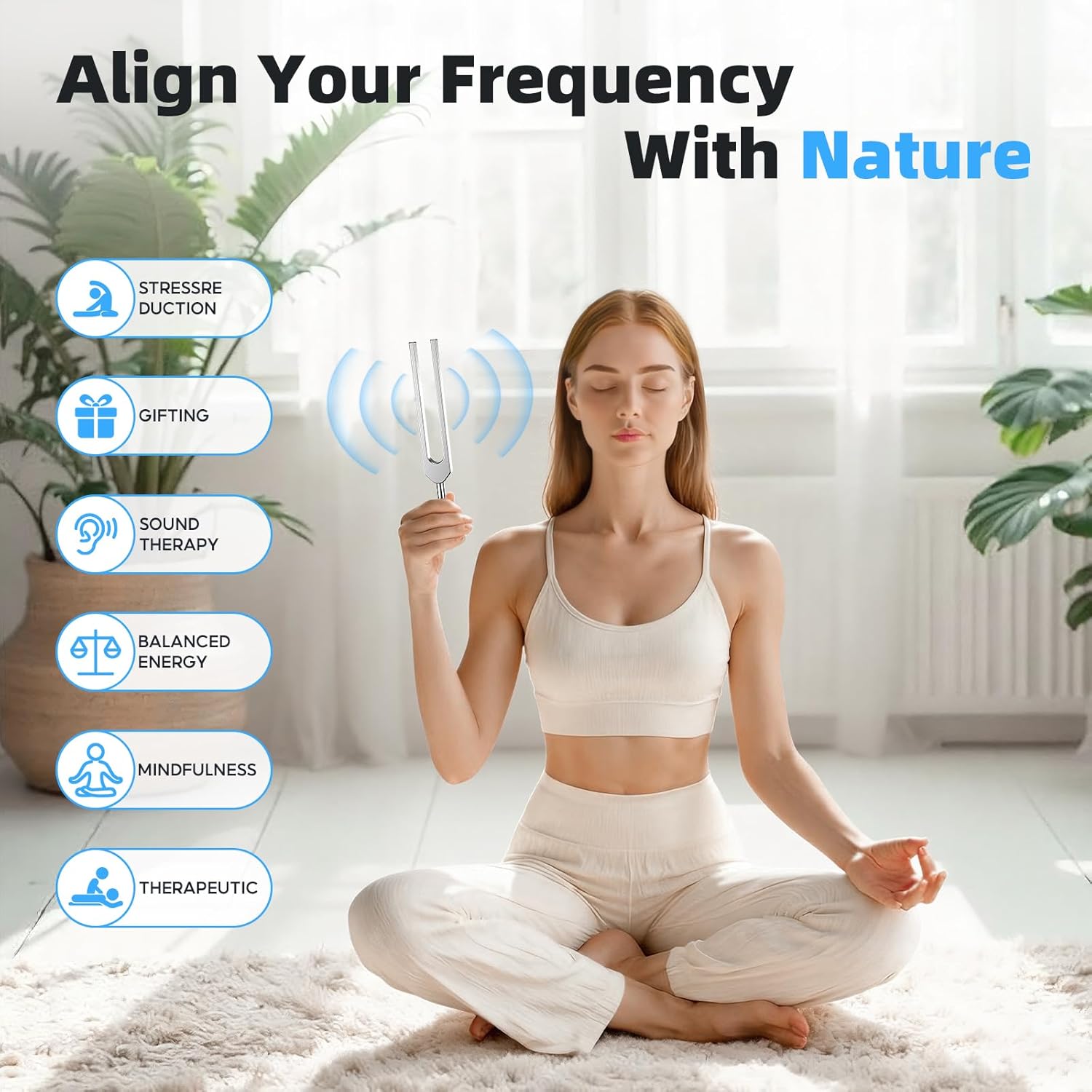 Tuning Forks for Healing, 128Hz 136Hz 256Hz 384Hz Tuning Fork Set for Meditation, Yoga and Chakra Energy Therapy, Perfect Healing Gift for Mom or Girlfriend on Mother's Day, Birthday