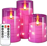 Vista 20 de NURADA Velas parpadeantes sin llama: luces de cadena de estrellas integradas que funcionan con pilas, velas LED de pilar con control remoto