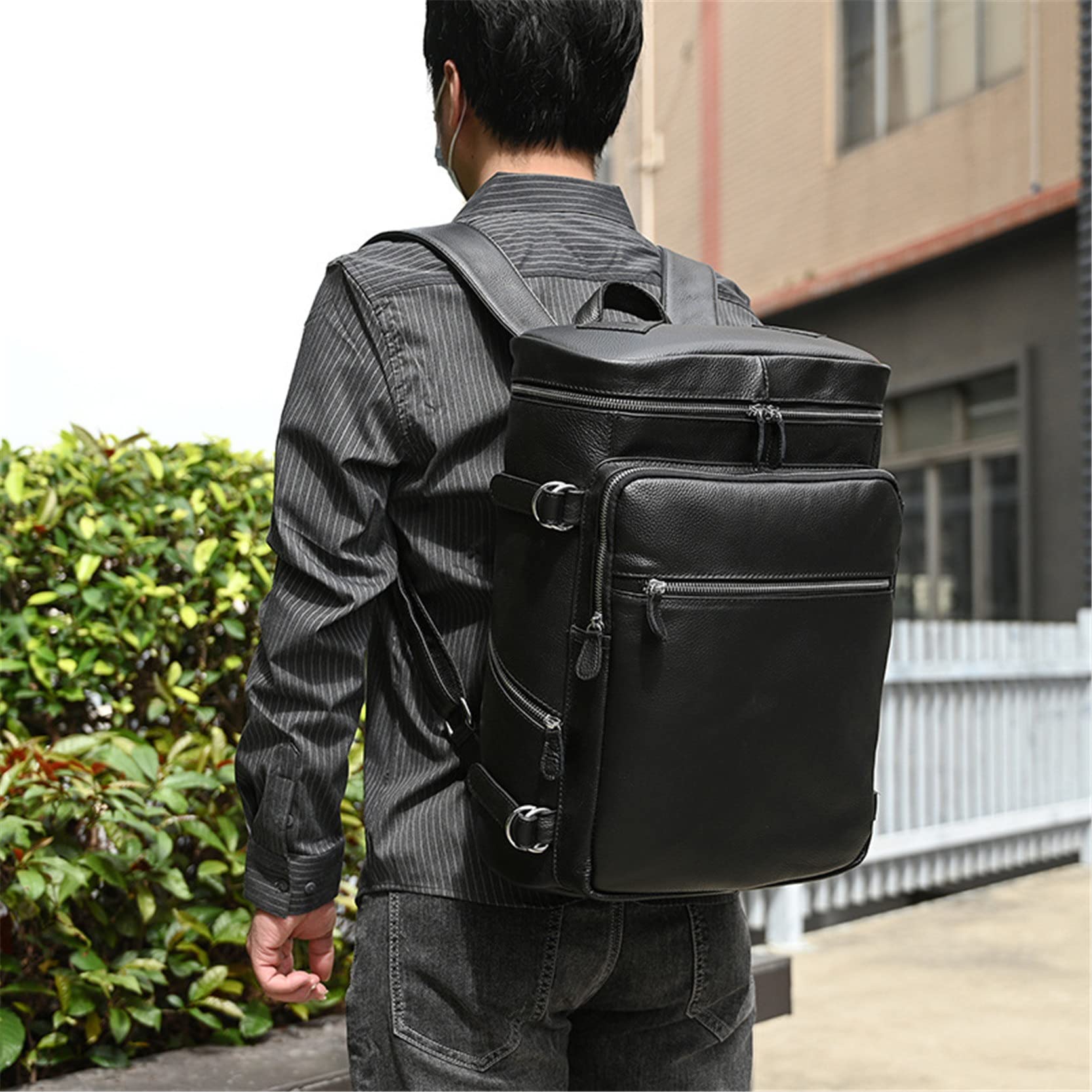 Laptoptasche Rucksack Herren Arbeit Schulrucksack, Herren Vintage Echtes Leder Rucksack 15,6 Zoll Laptop Tasche Mode College Tasche Große Kapazität Computer Rucksack Reise Daypack für Business/Schule/