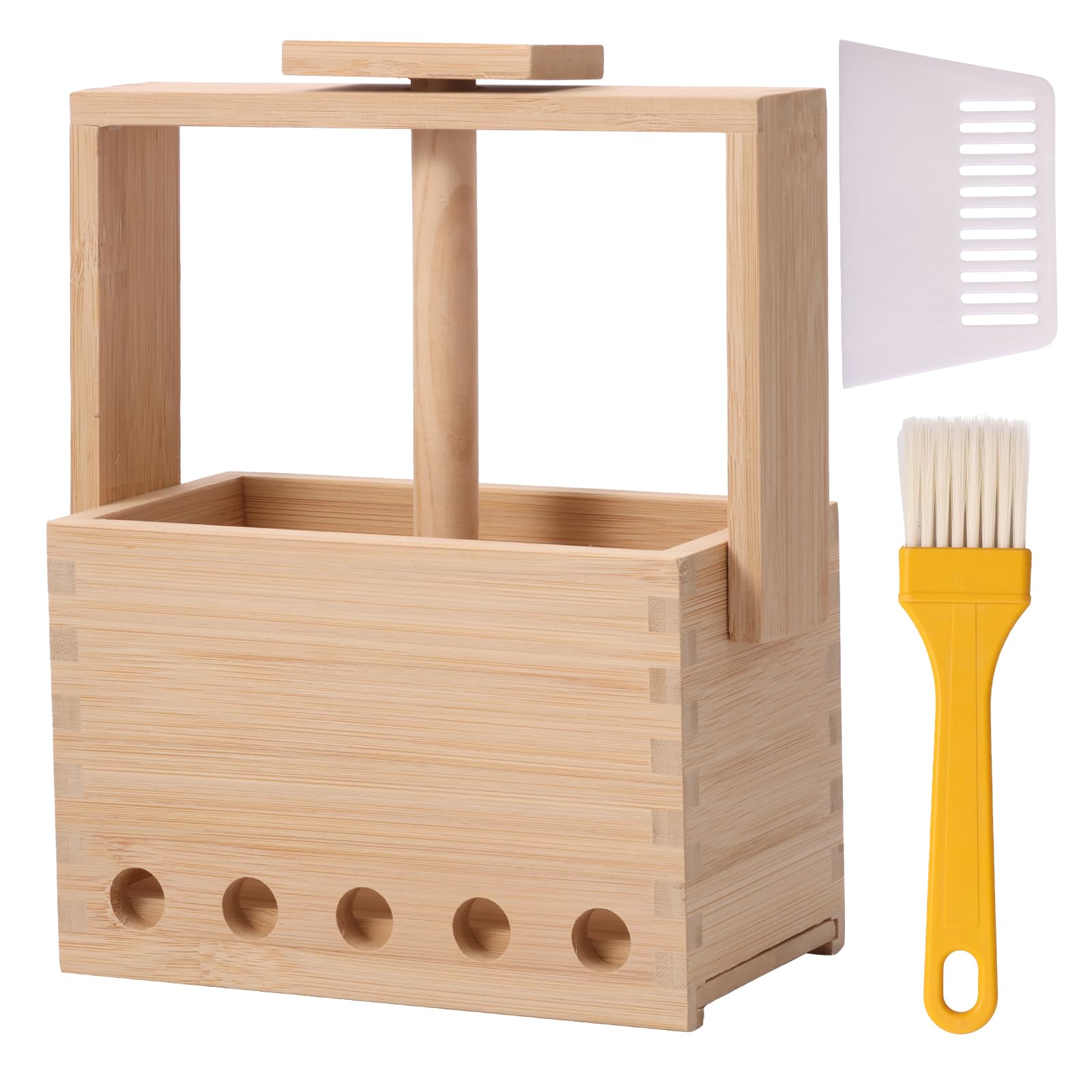 Meatball Maker, Meatball Machine, Multipurpose Meat Ball Making, Bamboo Meatball Maker, Meatball Making Tool,4/5 Hole Manual Meatball Making Tool with Cleaning Brush Kitchen Gadget (5 holes)