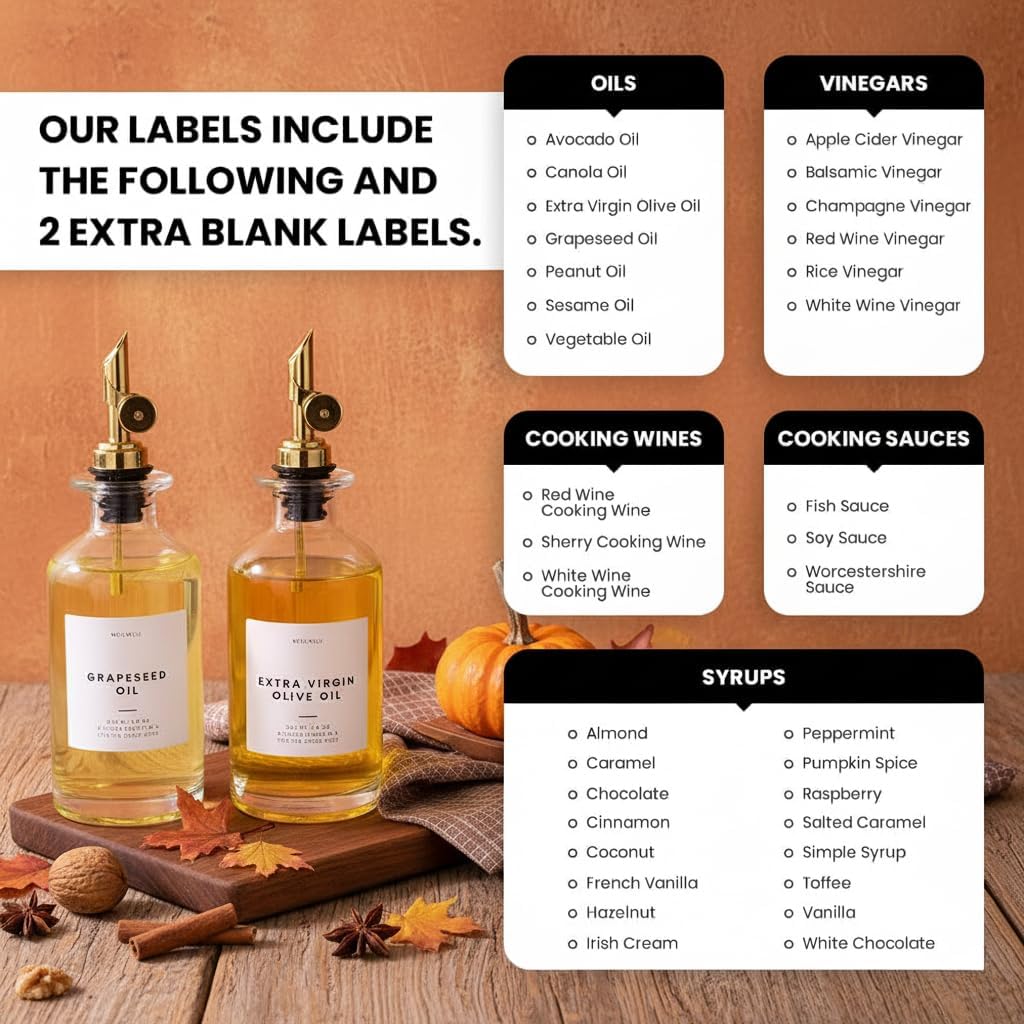 Molimoli - Premium Olive Oil Dispenser Bottles for Kitchen with Pourer - Oil and Vinegar Dispenser Set, Glass Dispenser for Kitchen, Dispenser Bottle of 350ml - Set of 2 - Image 6