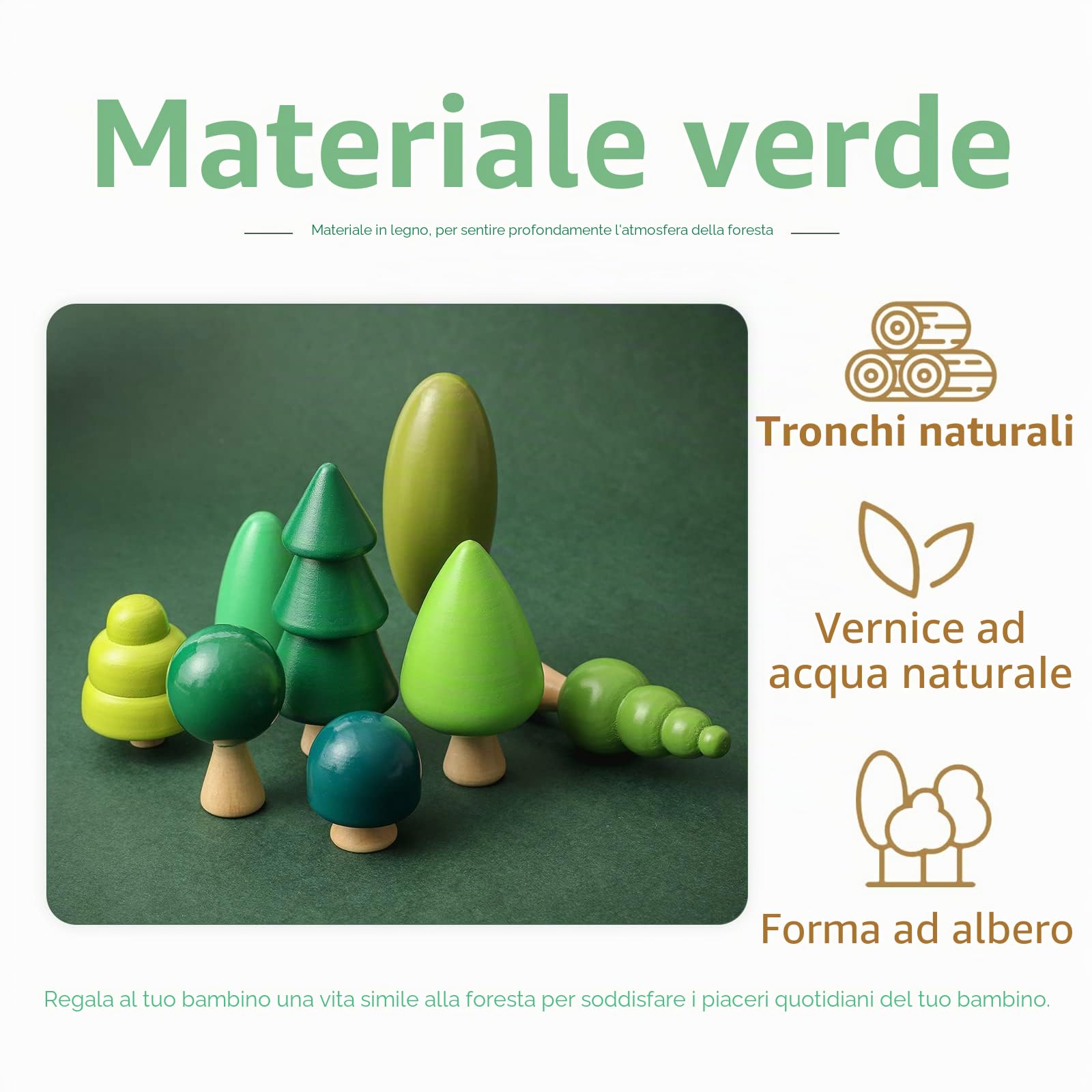 Youuys Set di 8 Giocattoli in Legno per Albero di Legno, Alberi di Bosco, Montessori, Giocattoli a Partire da 1 Anno, creativi per Bambini, Arte Fai da Te, Decorazione Natalizia, Soggiorno, Giardino