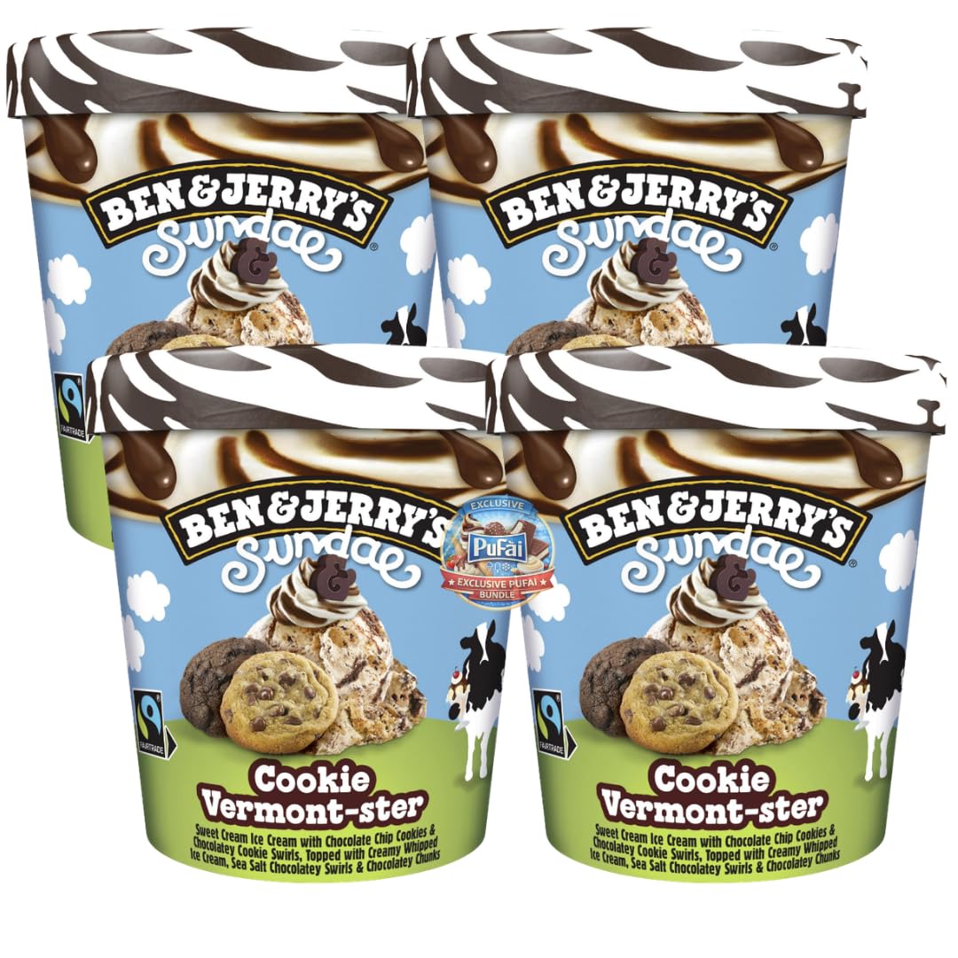 PUFAI Bundle – Eiscreme 427ml x4 Vanilleeis mit Keksen