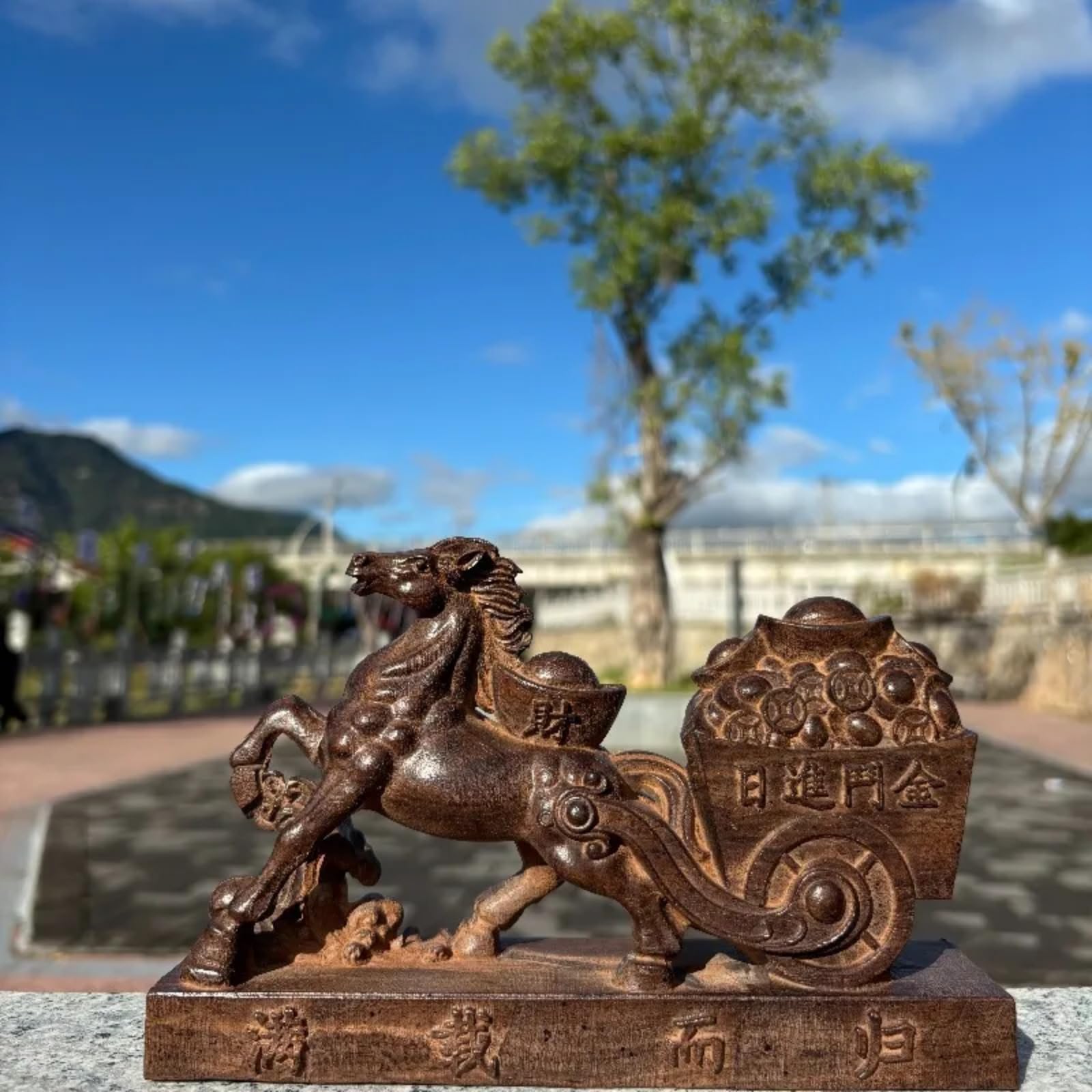 Aottsd Phoenix Sculpture Wood Carved Wealth Luck Living Room Home Table Decor 24Cm
