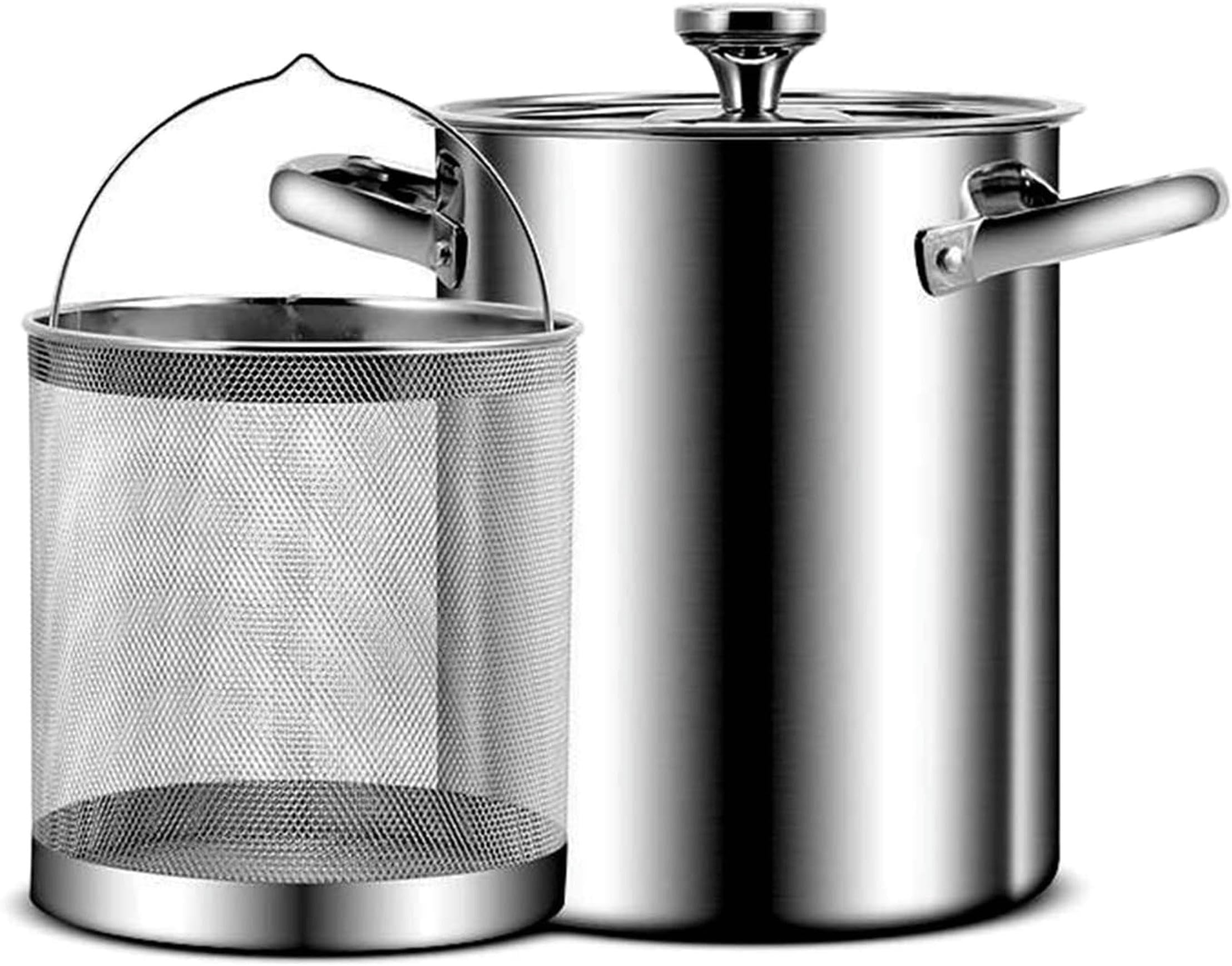 4 Liter Spargeltopf, Dünsttopf für Spargel und Gemüse aus Edelstahl 304, Spaghettitopf, Pastatopf, Küche mit Drahtkorb und Glasdeckel, Tiefe Pfanne mit Öl
