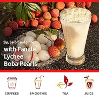 Vista 4 de Fanale Lychee Popping Boba Pearls, veganas, sin OGM, sin gluten, sin grasa, perfectas para té de burbujas, batidos, helados, postres y bebidas, 1
