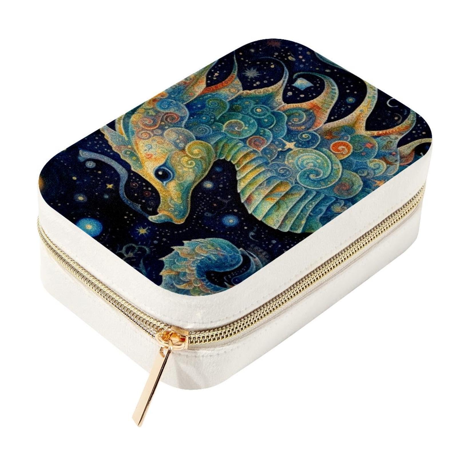 Boîte de rangement de bijoux en velours Seahorse zippée pour voyage