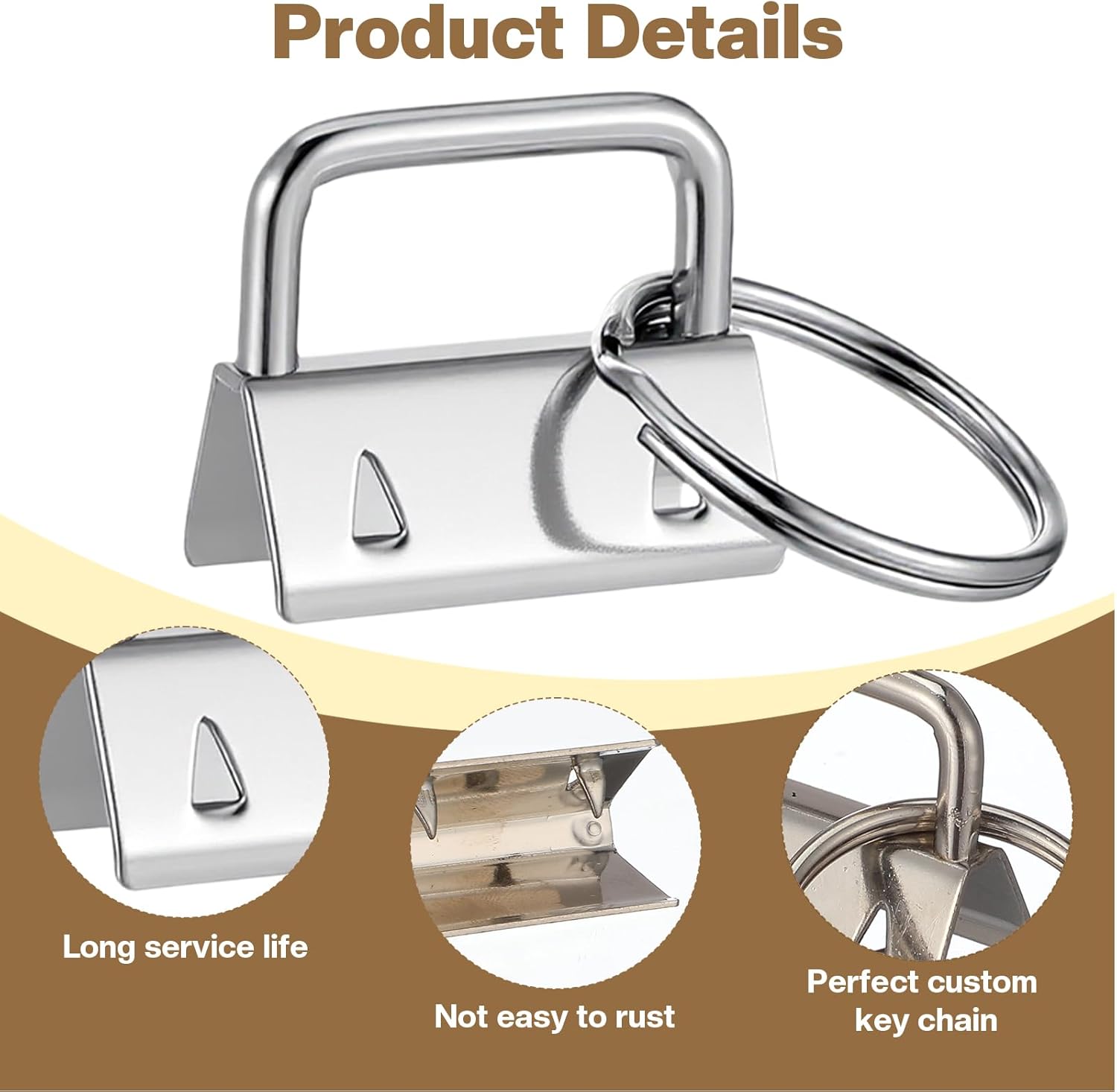 100 Pcs Key Fob Hardware, 1 Inch Key fob Keychain with Keychain Rings for Bag Webbing Wristlets Lanyards and Keychains Making Hardware Supplies (4 Colors)