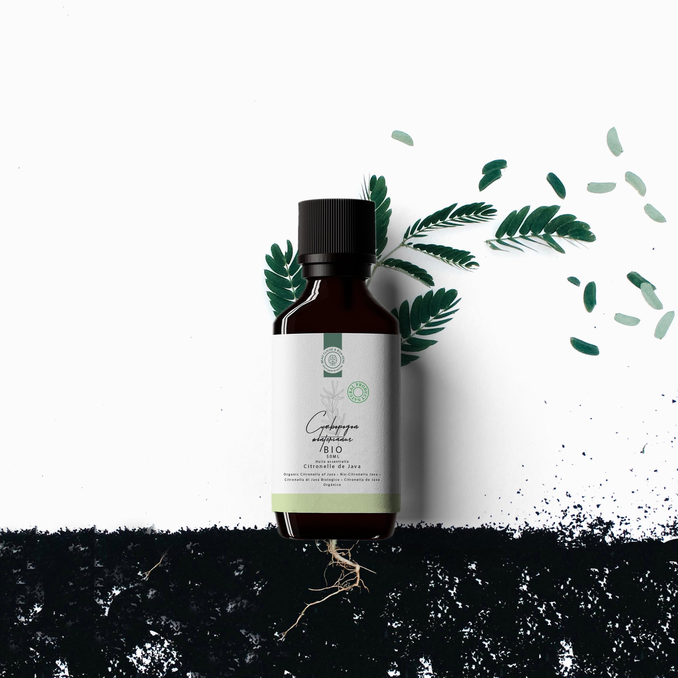 50ml Olio Essenziale di Citronella BIO - 100% Puro e Biologico - Ottimo per Diffusore, Creazione di Saponi, Candele, Cera Profumata, Cosmetici, Spray - Repellente Naturale anti Zanzare