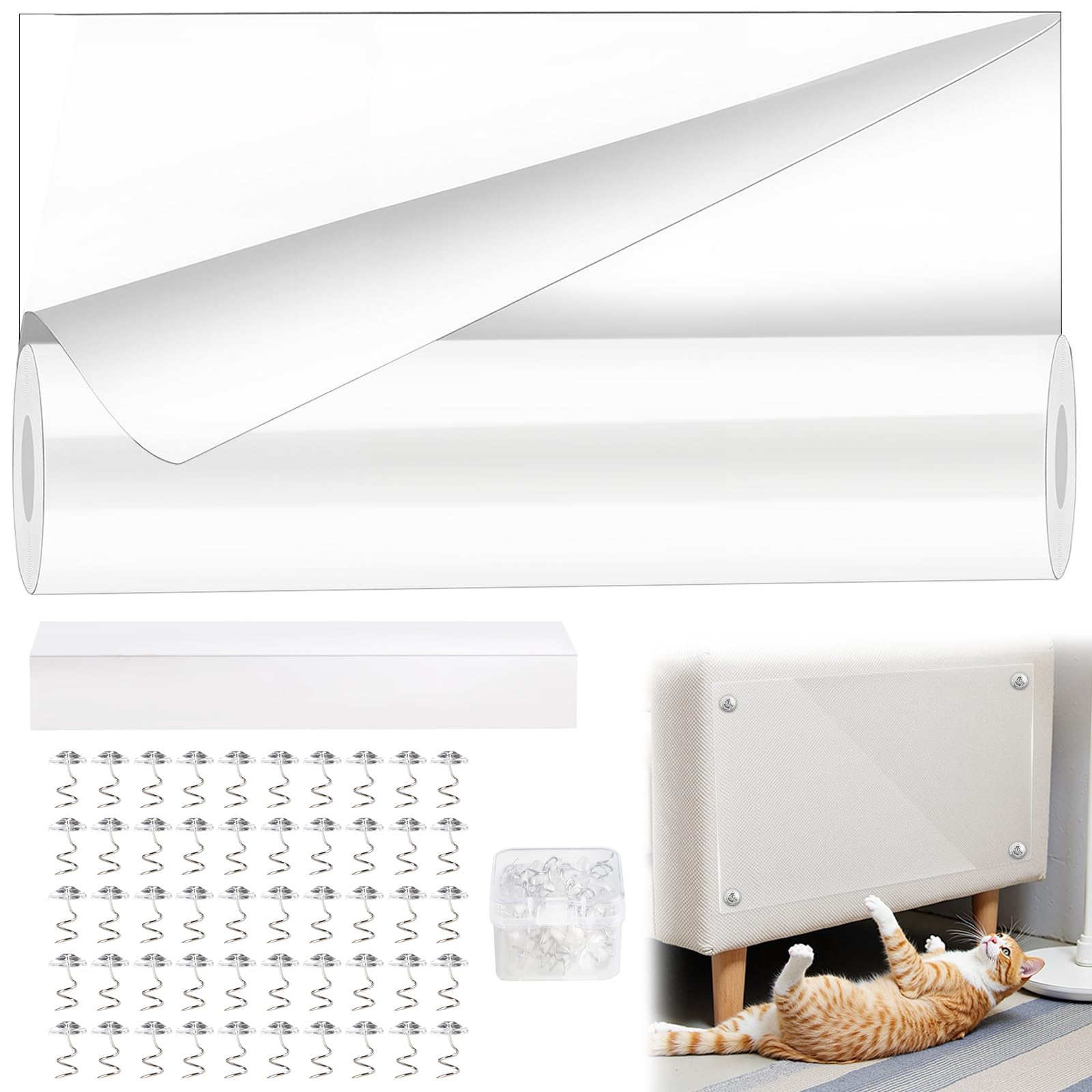 Protezione Divano Graffi Gatto, 30 cm x 5 m, Proteggi Divano Gatti Graffi trasparente, Protezione Graffi Gatto, adatta per divani, mobili, porte e pareti per prevenire i graffi dei gatti