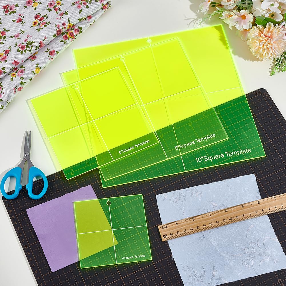 Juego de plantillas cuadradas de acrílico para acolchar, corte preciso para pasteles de capas, patchwork y edredones de larga duración, diseño antideslizante para manualidades y costura