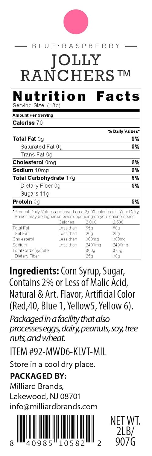 Jolly Rancher Hard Candy - Blue Raspberry - 2 Pound Resealable Bag