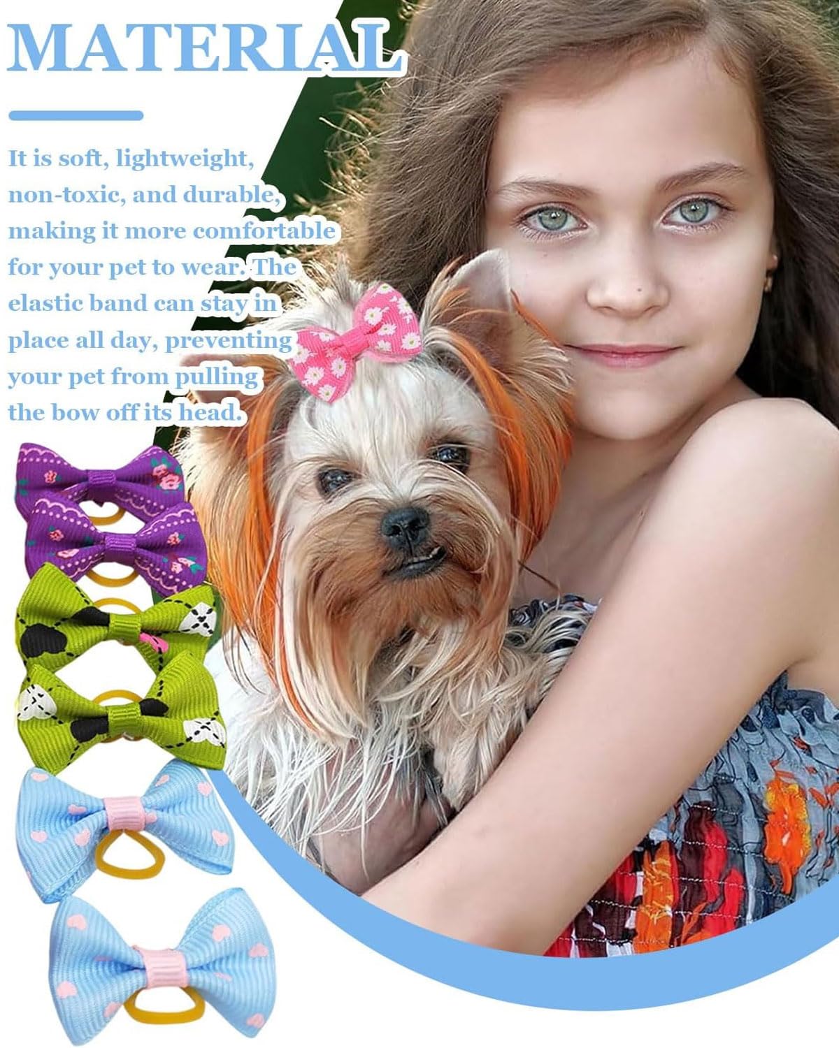 20 pièces Accessoires pour Cheveux de Chien Arc Coiffe, Corde À Cheveux pour Animaux De Compagnie Bowknot avec des Bandes de Caoutchouc pour Petits Chiens, Chats, Couleurs au Hasard