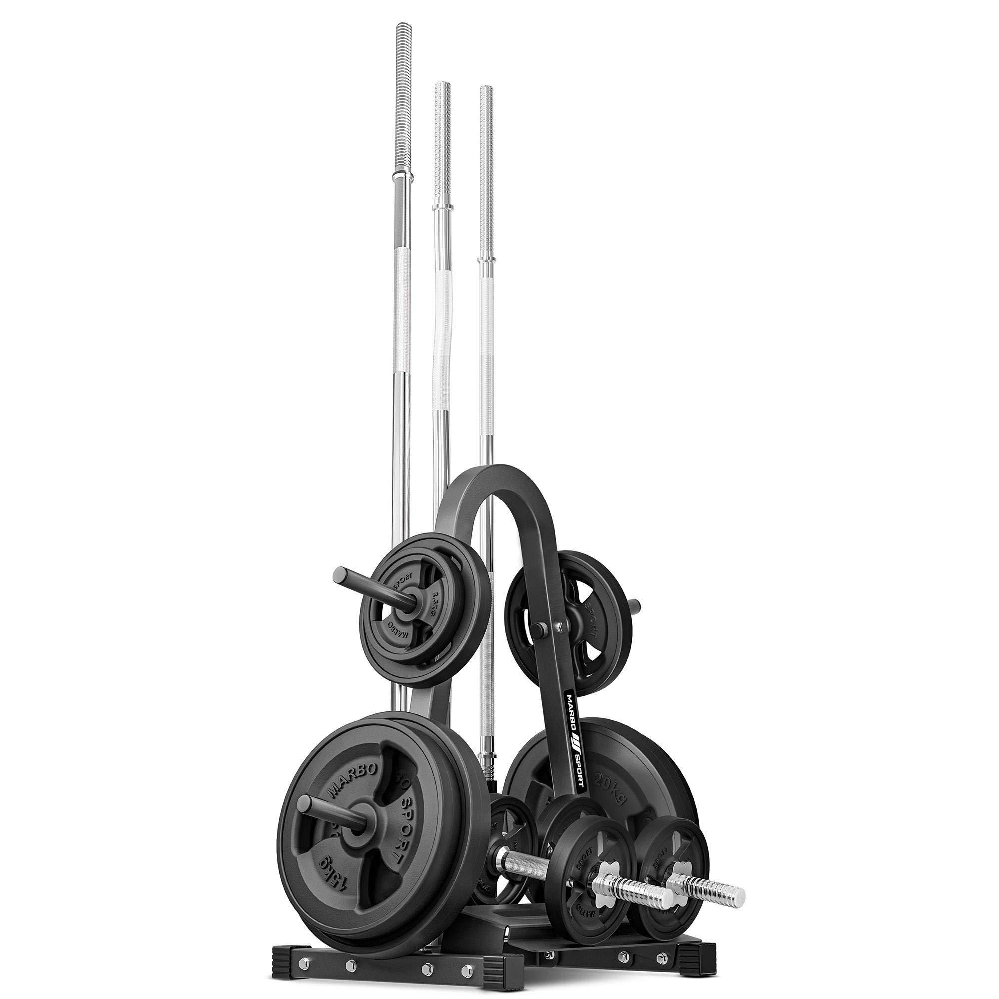 Marbo Sport - Supporto Multiplo MH-S007 2.0 – Porta pesi palestra casa per dischi, bilancieri e manubri – Attrezzi palestra multifunzione per allenamento fitness completo a casa