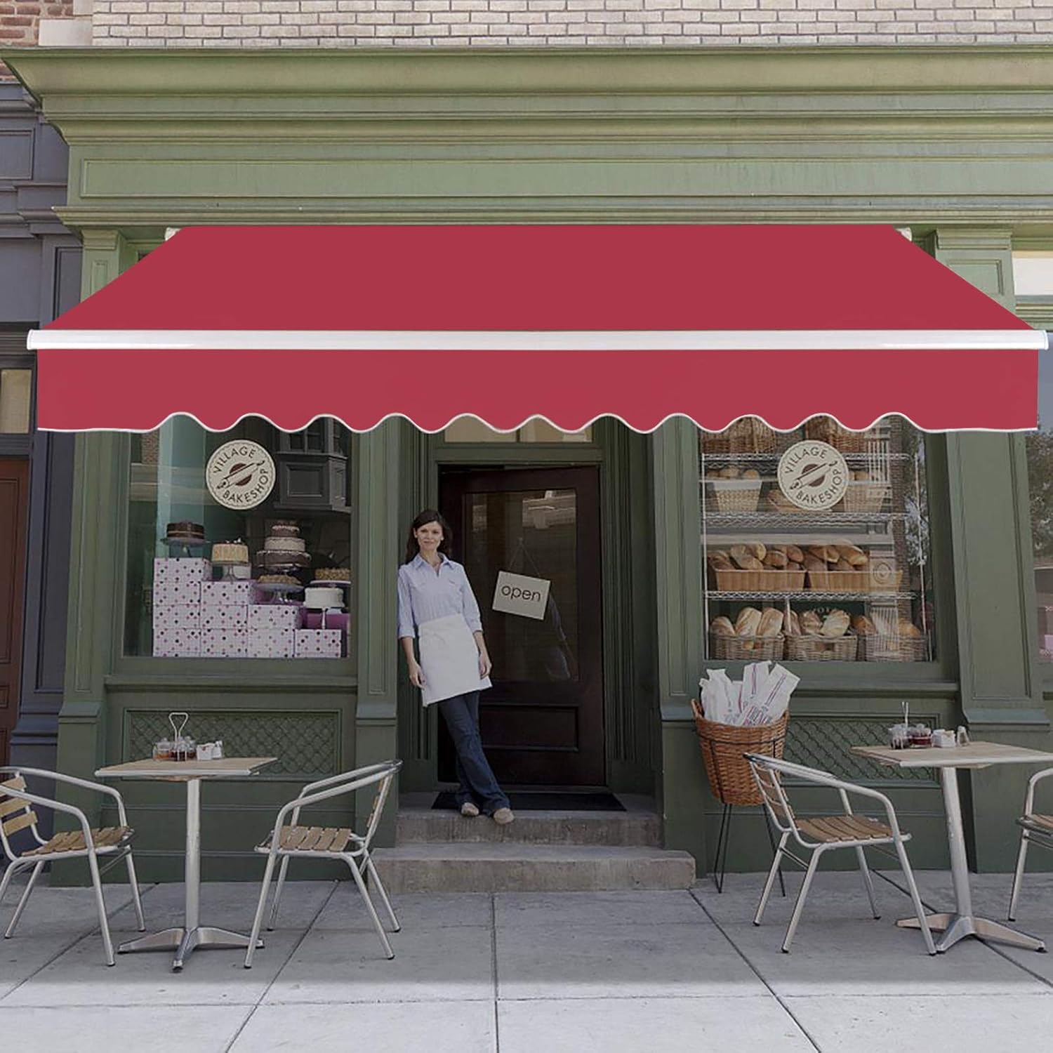 Buy Grepatio 6 6x5 Ft Manual Retractable Awning Aluminum Polyester Patio Door Window Awning Sunshade Shelter With Crank Handle Outdoor Canopy 6 6 X 5 0 Burgundy Online In Indonesia B08yj8238b