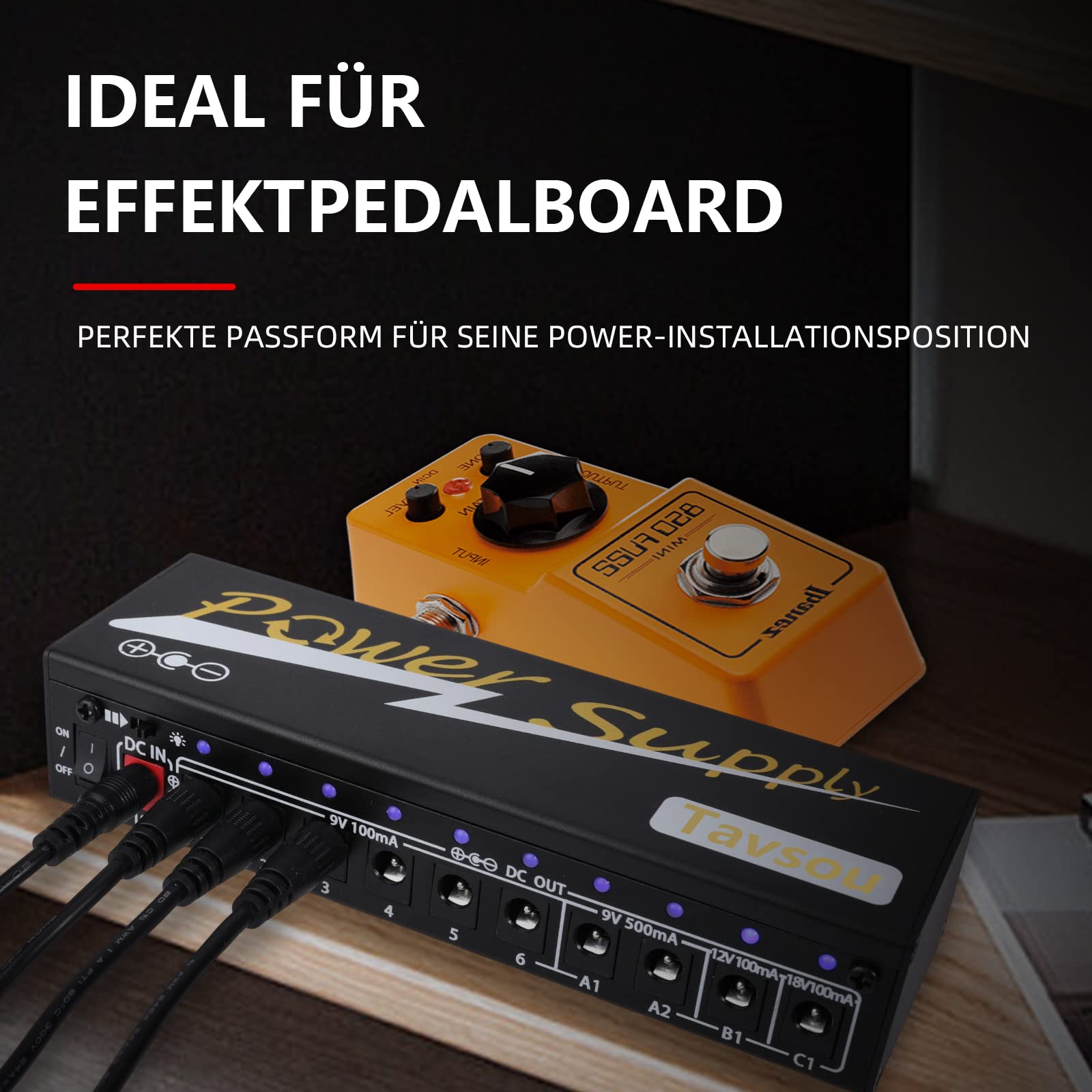 Netzteil für Gitarren-Effektpedale 10 isolierter DC-Ausgang 9V/12V/18V mit separatem Kurzschlussschutz EU Adapter