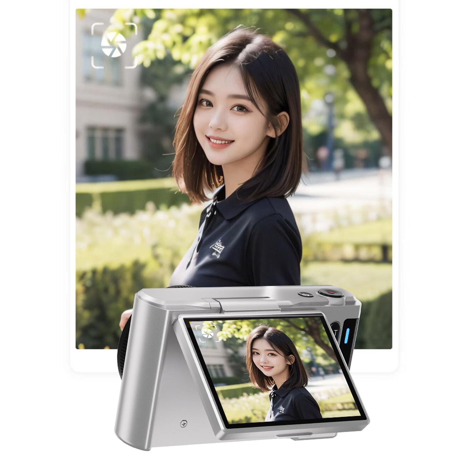 Fabater Fotocamera Digitale 4K HD 64MP Videocamera Mirrorless Ultra Nitida con Messa a Fuoco Automatica AF per Viaggi, Feste e Lauree (SILVER)