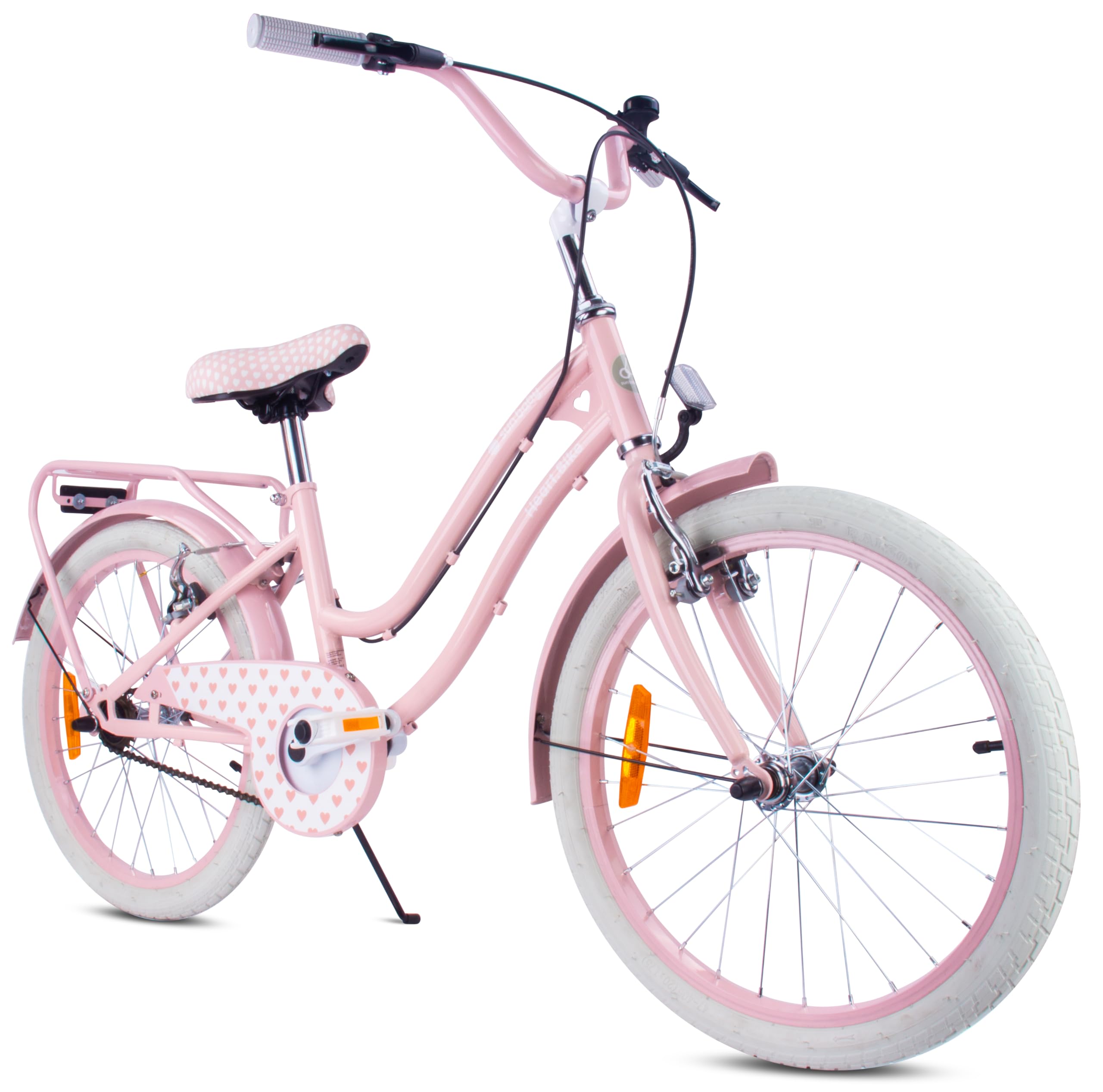 Vélo Fille Sun Baby Heart 20/24 Pouces 6-12 Ans V-Brake Porte-Bagages