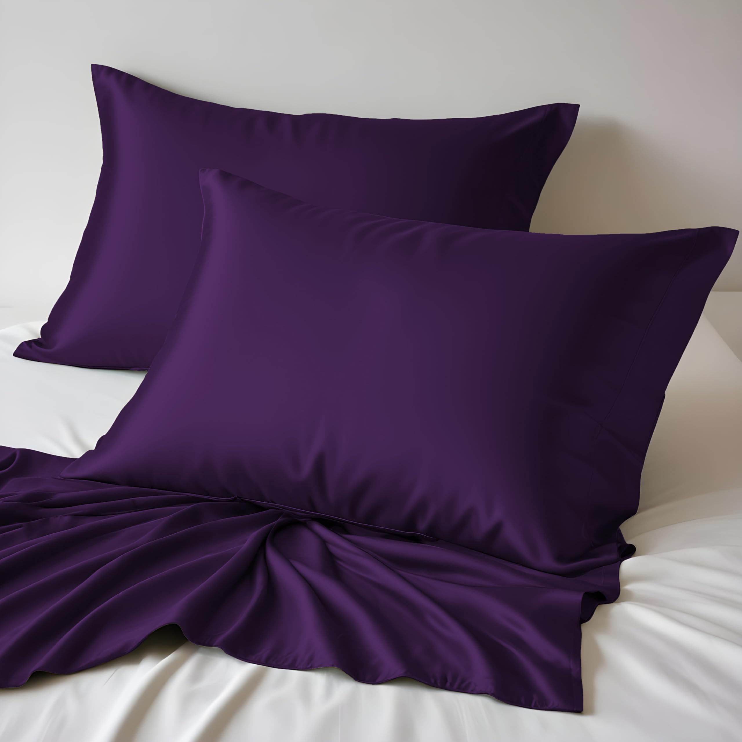 LINENWALAS Juego de 2 fundas de almohada de bambú 100 % orgánico, fundas de almohada refrescantes tamaño King de 50 x 90 cm con cierre de sobre, fundas de almohada de seda de bambú suaves de alta