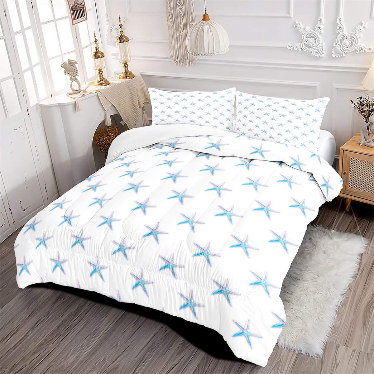 Microfiber Twin size Comforter Bedding Set Starfish Gradient Pattern Comforter Set Multiple Colors Available
