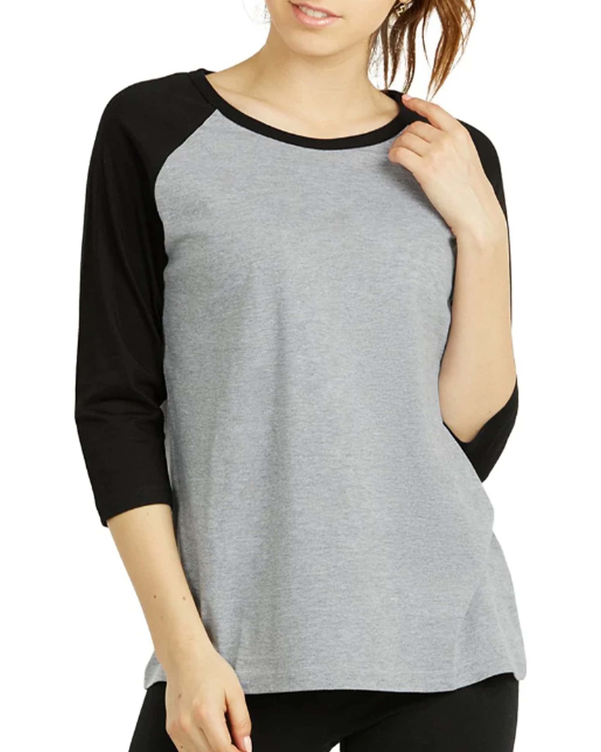 ShyCloset Womens 3/4 Sleeve Raglan Baseball Tee