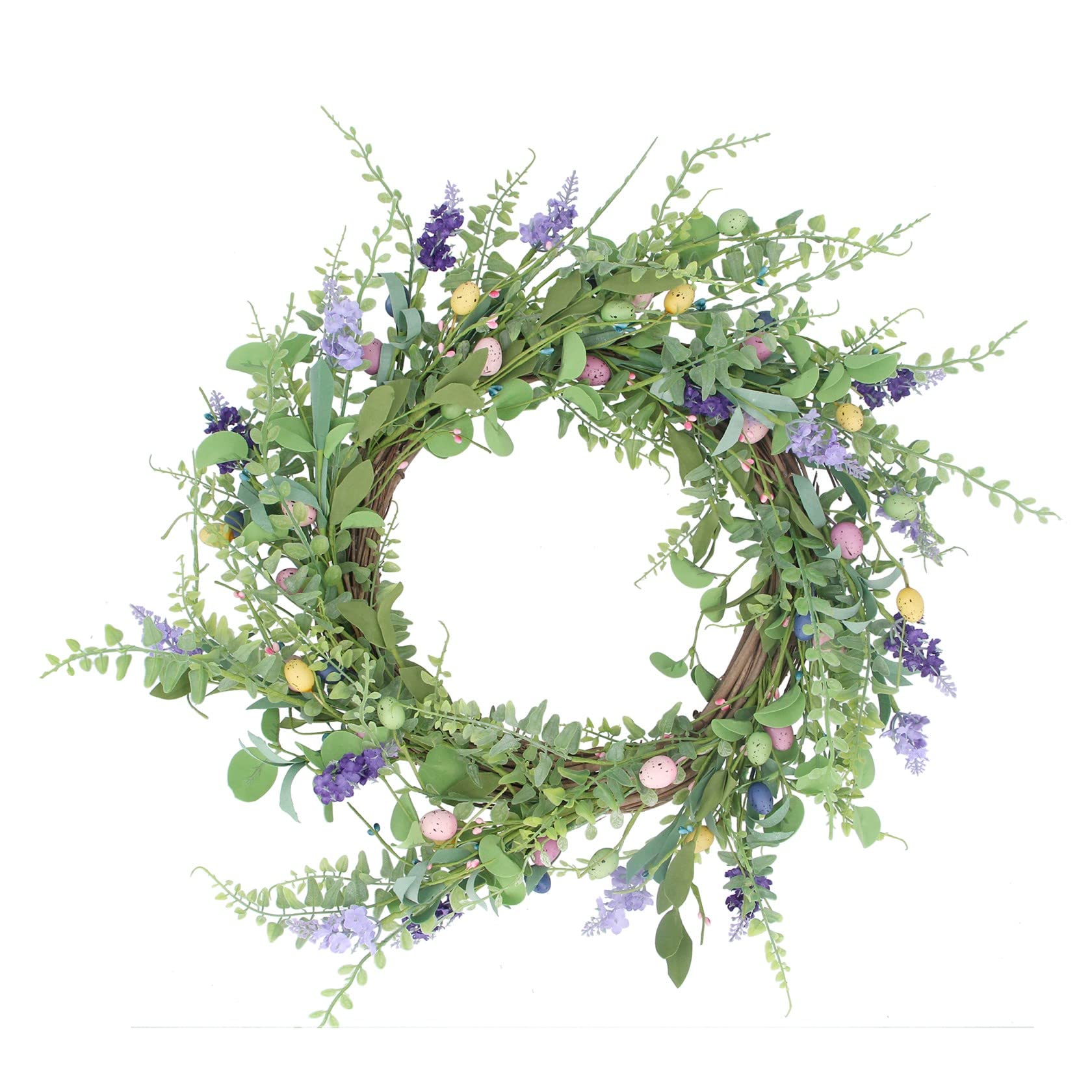 Gisela Graham Pastel Shades Of Various Colors Floral And Speckled Egg Easter Wreath