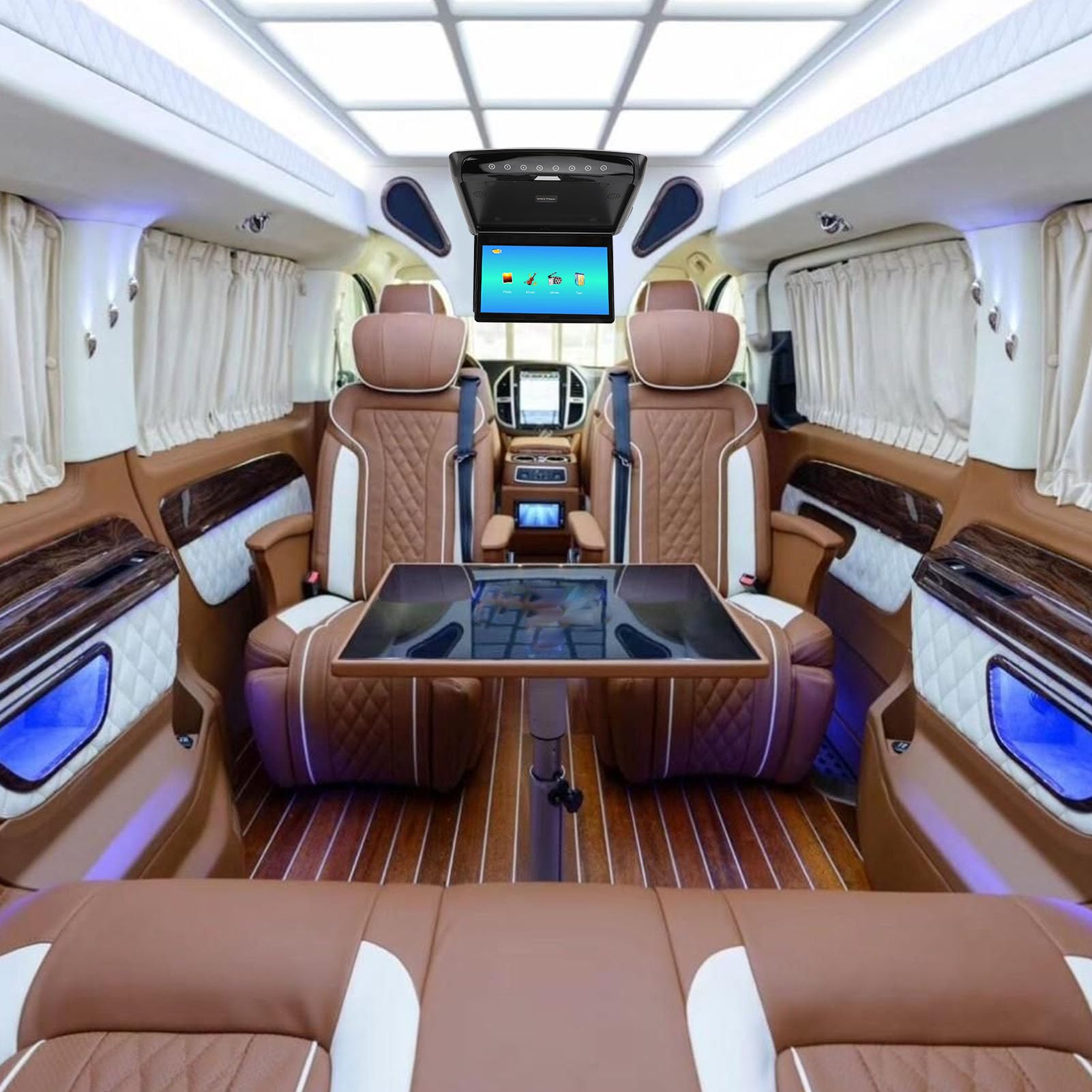 Autodach-Player, Auto-Overhead-Player 11,6-Zoll-HD-IPS-Bildschirm 170-Grad-Öffnungswinkel Rücksitz-Entertainment für Business-Auto-SUV-Wohnmobil (BLACK)