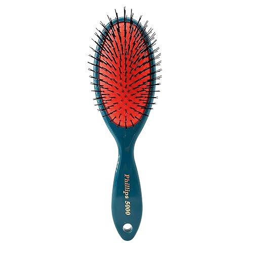 Phillips Brush 5000 - Cepillo de pelo con cojín de tamaño completo con diseño de flores, color verde azulado, cerdas de nailon para mujer