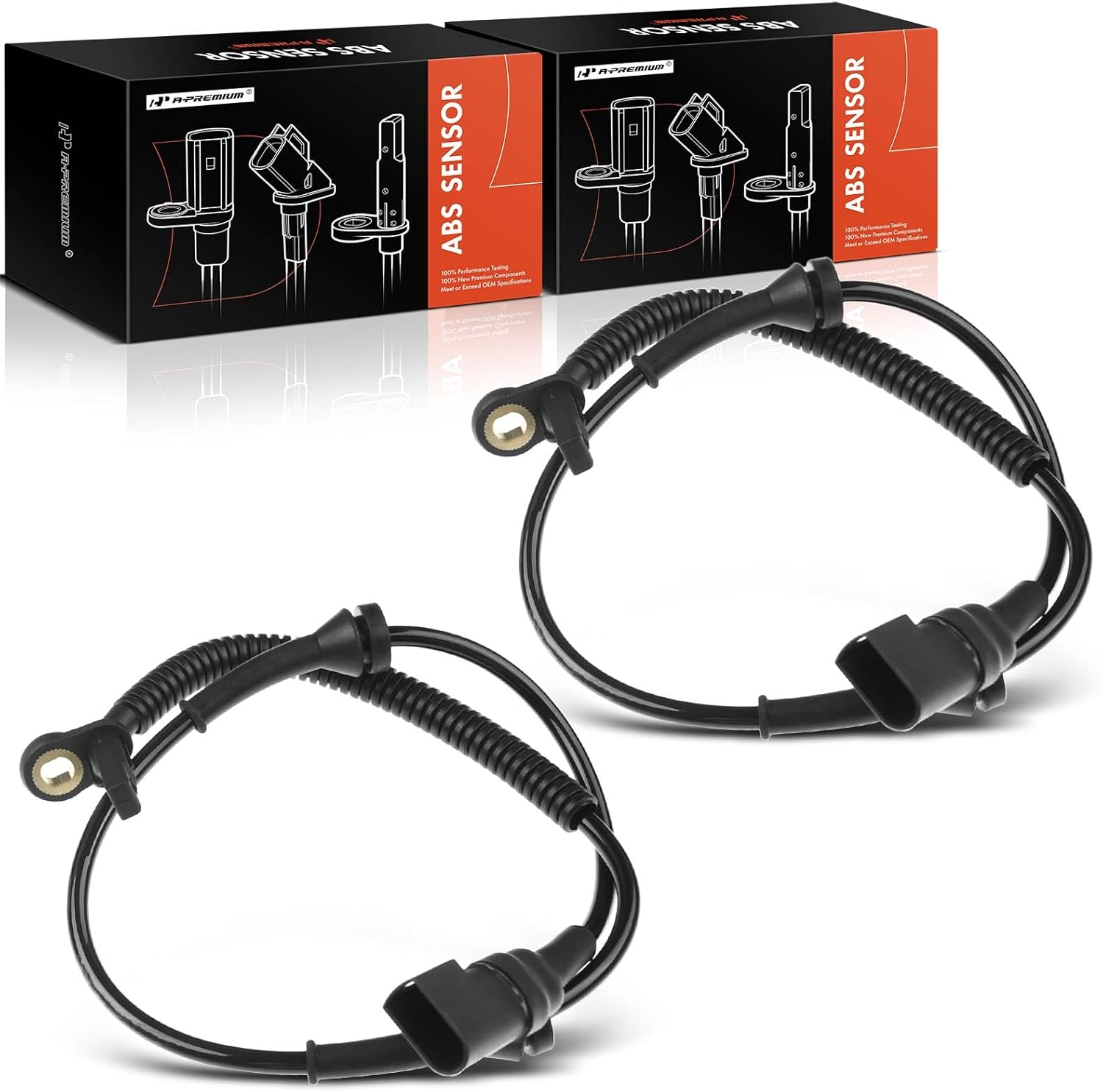 A-Premium ABS Wheel Speed Sensor Compatible with Ford Models - Transit Connect 2010-2013, Transit 2010 - Front Driver and Passenger Side, (2-PC Set), Replace# 2T142B372AB, 2T1Z2B372AB