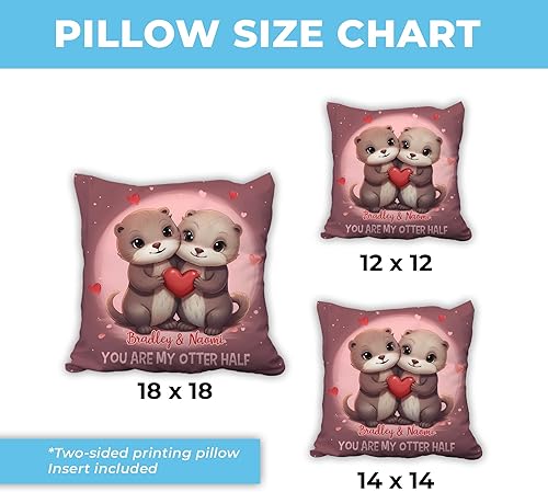 Vista 21 de Hyturtle Personalized Otter Pillow (Insert Included) Gifts for Couple Her Girlfriend Boyfriend Wife - Valentine's Day Birthday - I Love You Custom