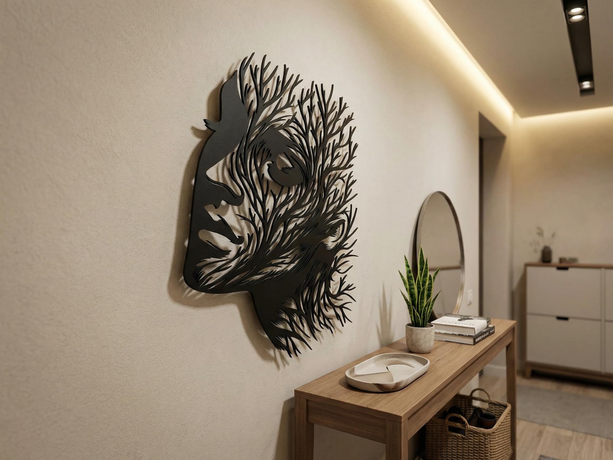 VAILLA Gesichter Wanddeko aus Holz 3D – Wandbild Wohnzimmer Schlafzimmer