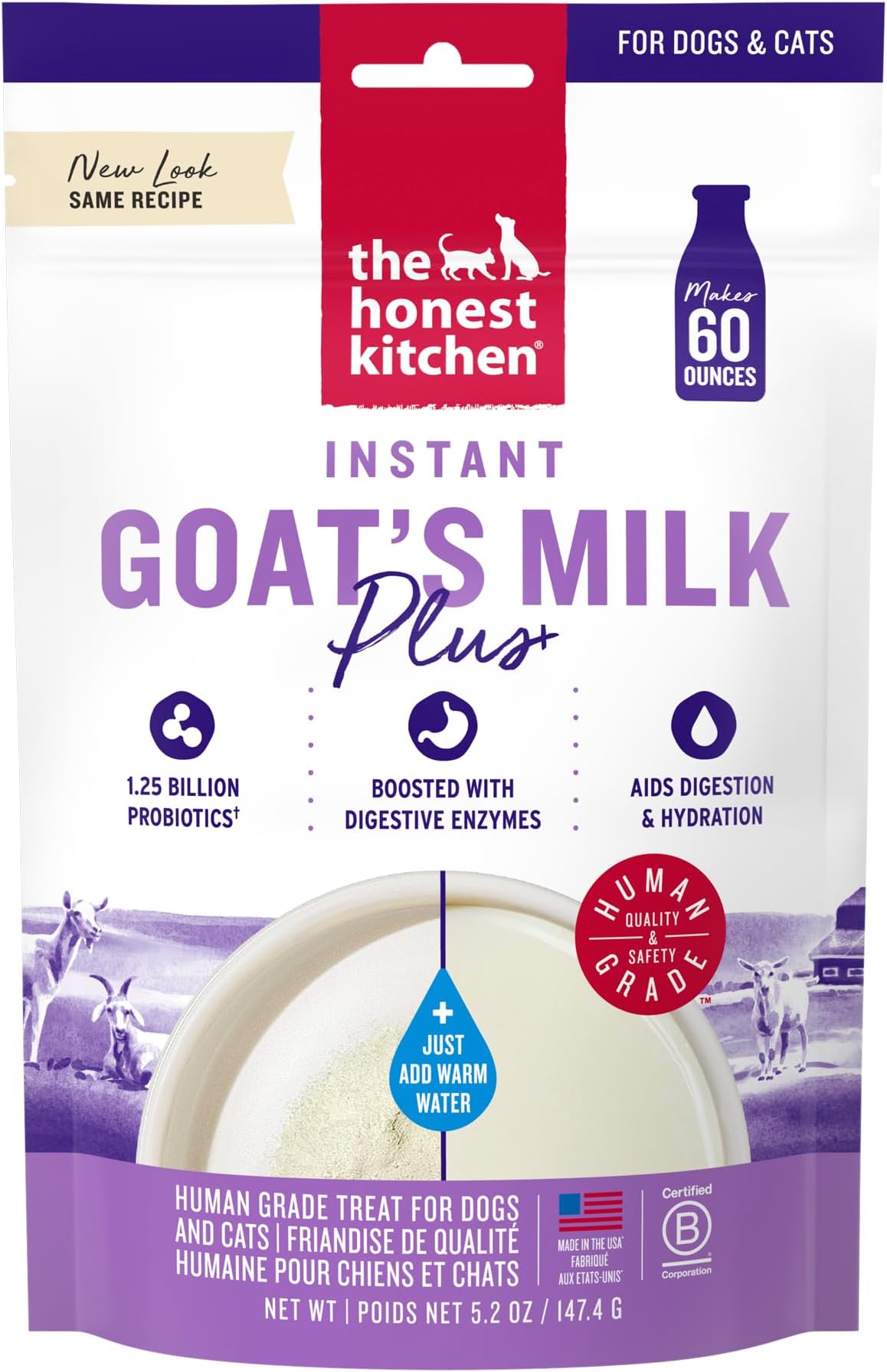 The Honest Kitchen Instant Goat's Milk with Probiotics for Dogs and Cats 5.2 oz, 5.2 Ounce (Pack of 1)
